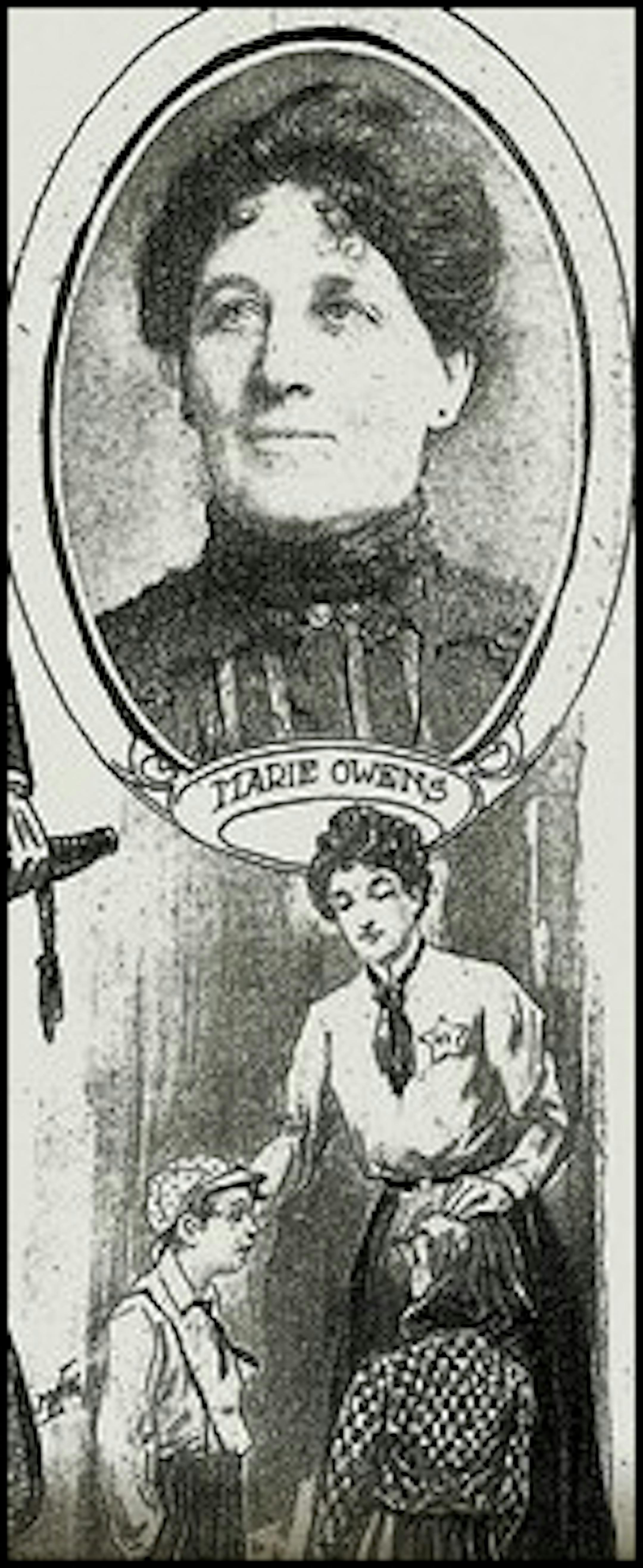 Marie Owens - "The only woman police sergeant in the world" - part of an illustration in the Chicago Daily Tribune, Aug. 7, 1904.
