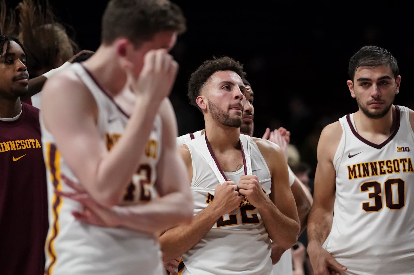 Gophers players could not conceal their disappointment after a last-second loss to Maryland