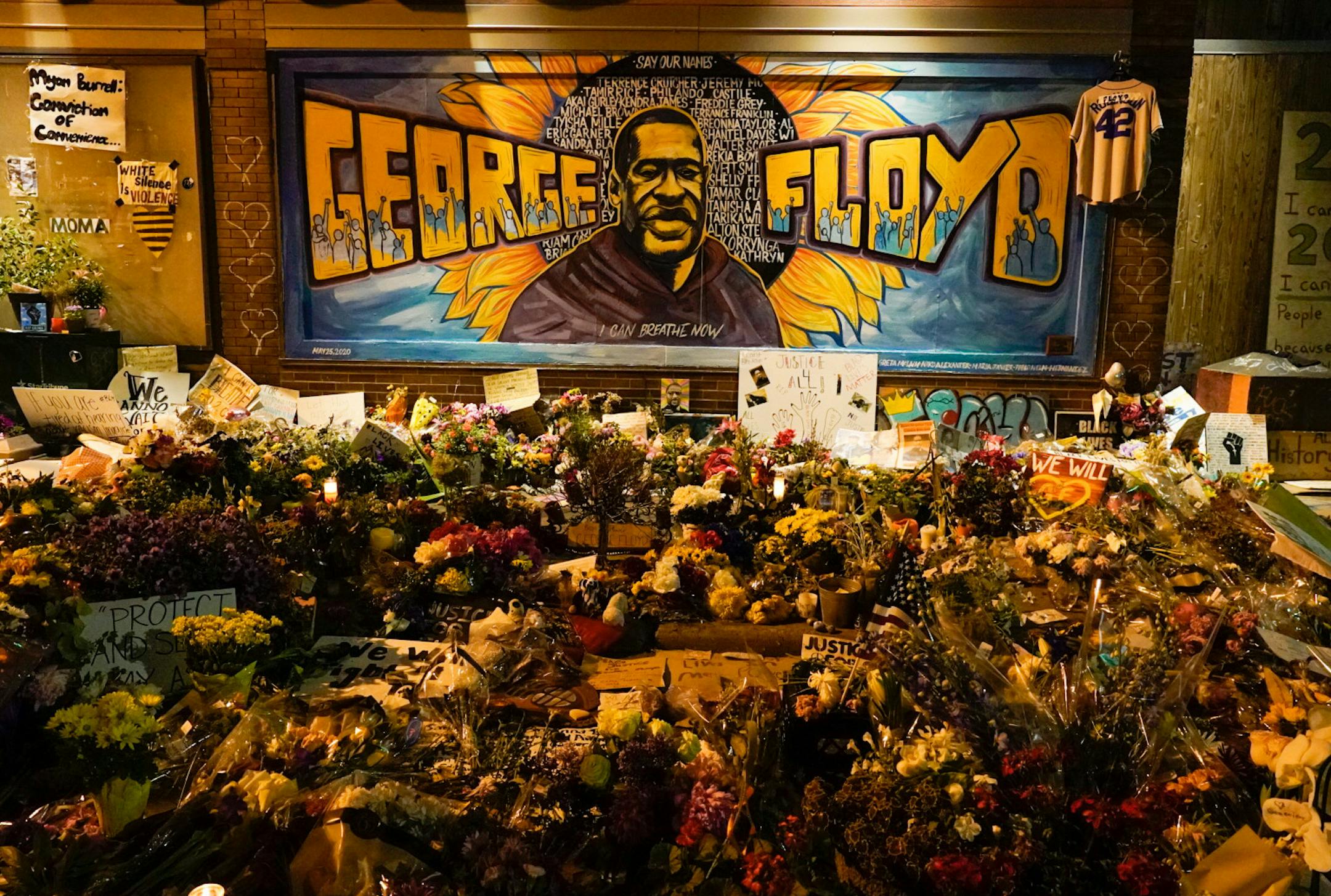 [Photo Caption]: The George Floyd mural in Minneapolis that Cadex Herrera assisted in creating. (Photo by Dymanh Chhoun)