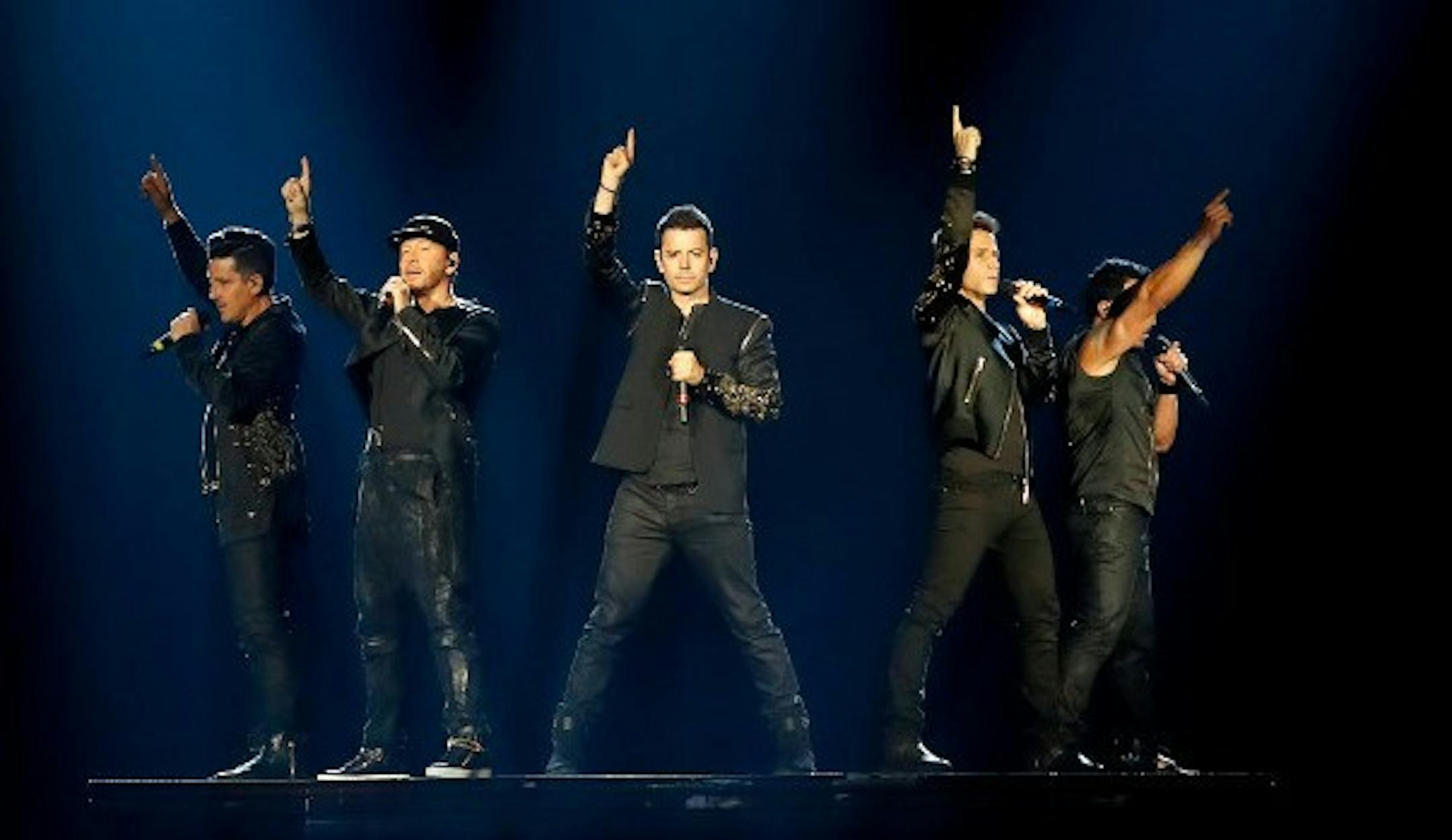 New Kids on the Block pointed to their lucky revival stars last summer at Xcel Center. / Carlos Gonzalez, Star Tribune