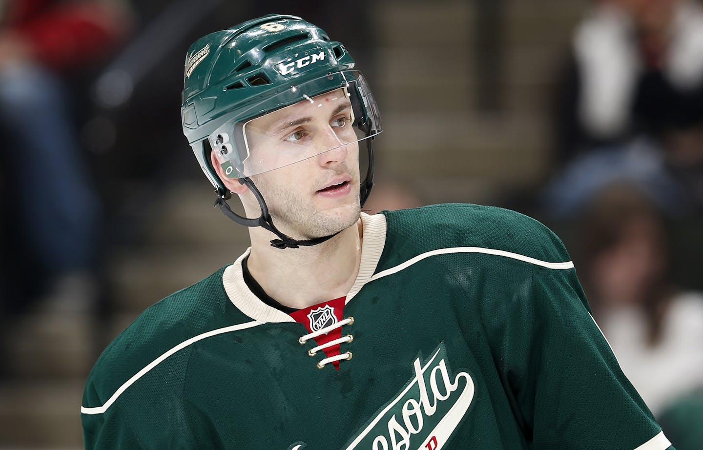 Marco Scandella (6) in the third period. ] CARLOS GONZALEZ cgonzalez@startribune.com, February 3, 2015, St. Paul, Minn., Xcel Energy Center, NHL, Minnesota Wild vs. Chicago Blackhawks