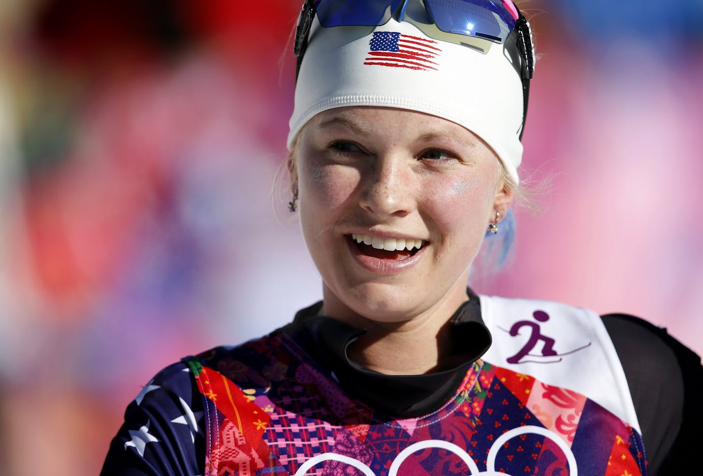 Jessie Diggins (Afton, Minn.) used a strong performance in the free portion of the women's skiathlon event to finish eighth in competition at the Laura Cross-Country Ski and Biathlon Center Saturday afternoon. Diggins found herself in 27th place after covering the classic portion of the course in 20:01.7, but improved to a 19:29.5 in the free portion for a final time of 1:31.9, 1:20.7 off the podium pace. The gold medal went to Marit Bjoergen of Norway in 38:33.6, while Sweden's Charlotte Kalla