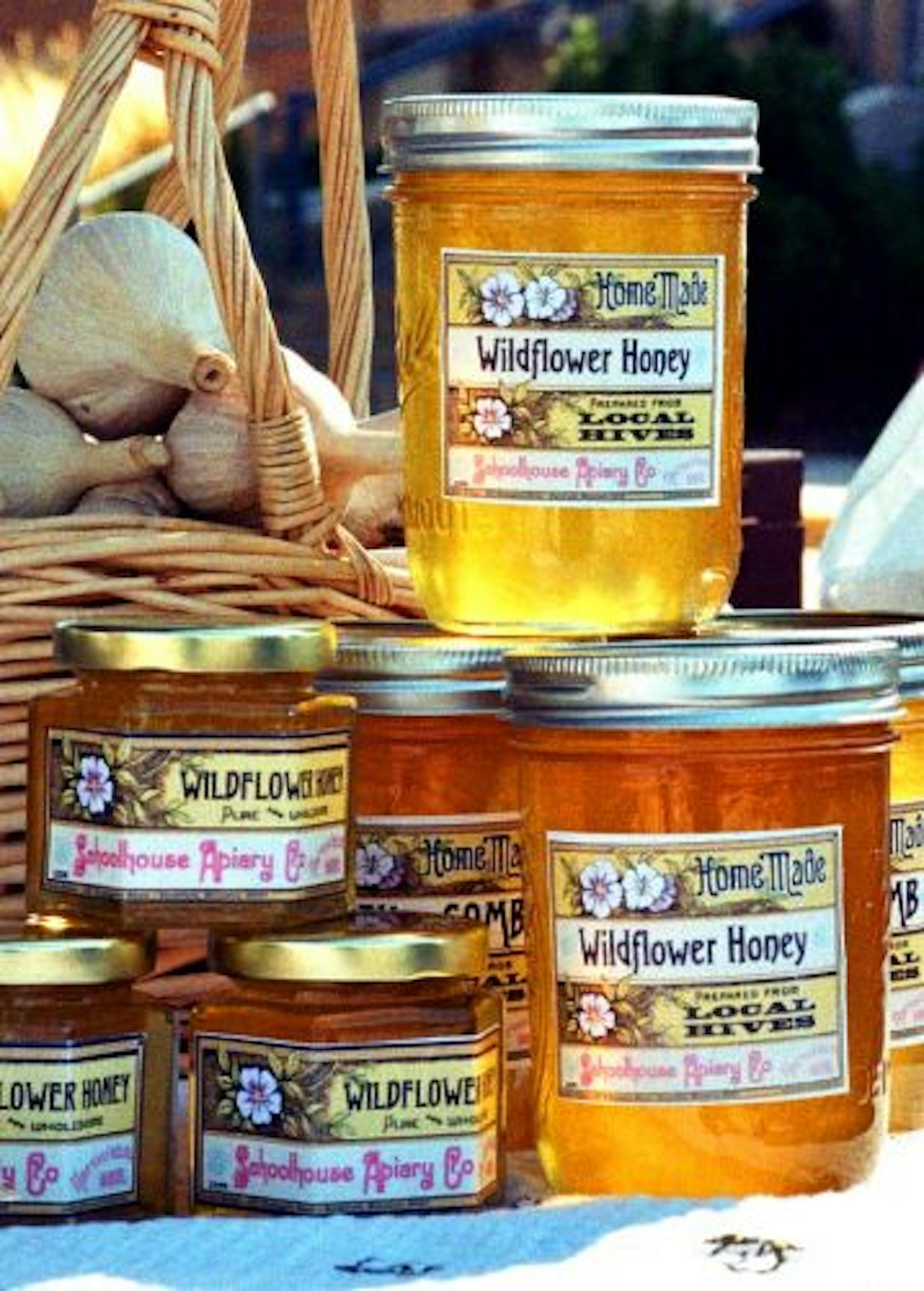 Wildflower Honey for sale at the Riverwalk Market Fair in Northfield.