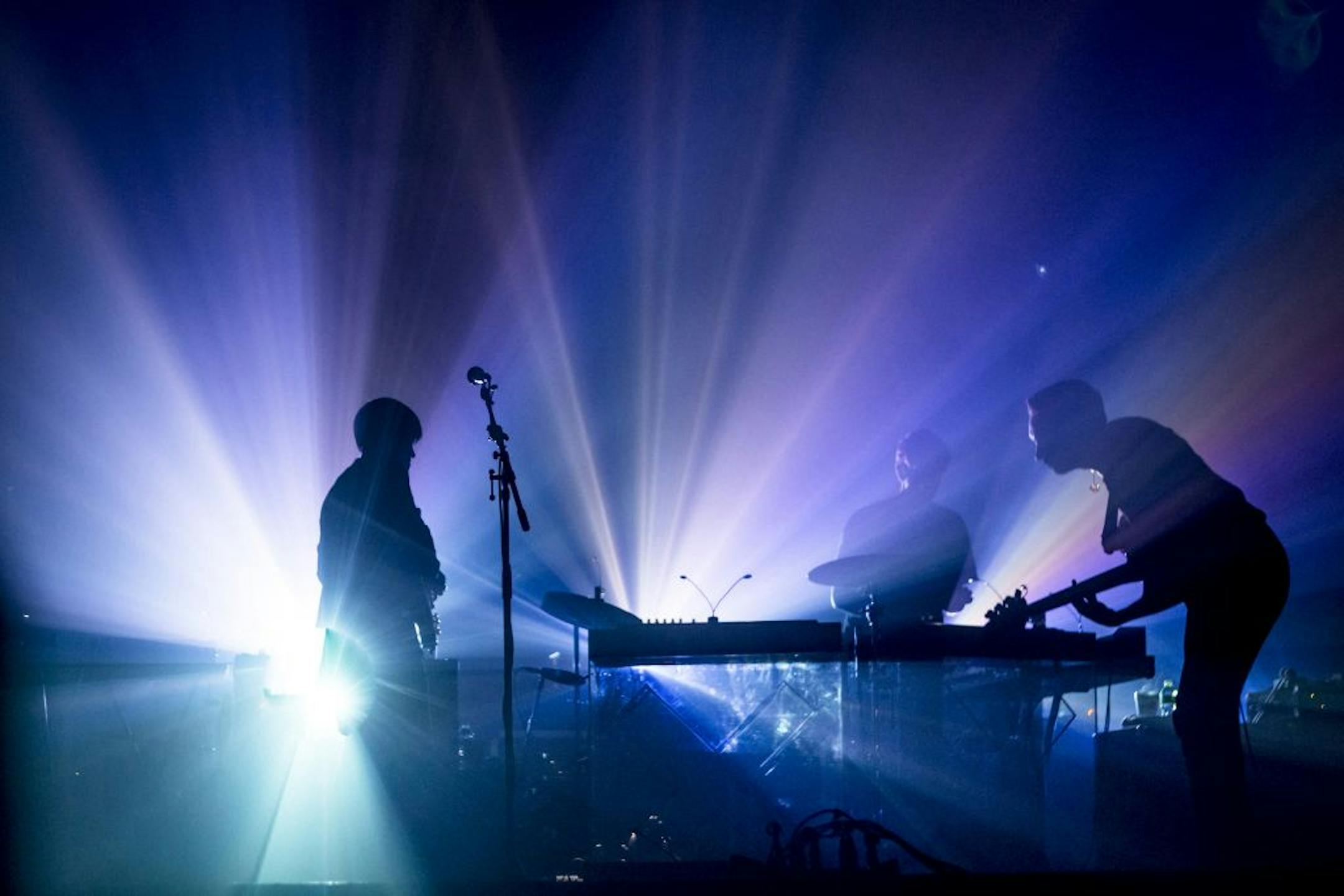 From left: Romy Madley-Croft, Jamie Smith and Oliver Sim, of the British band the xx, peform at the Music Hall at the Snug Harbor Cultural Center's Music Hall in New York, Aug. 6, 2012. "Coexist" the second album by the British band, is to be released on Sept. 11. (Chad Batka/The New York Times) -- PHOTO MOVED IN ADVANCE AND NOT FOR USE - ONLINE OR IN PRINT - BEFORE SEPT. 9, 2012. -