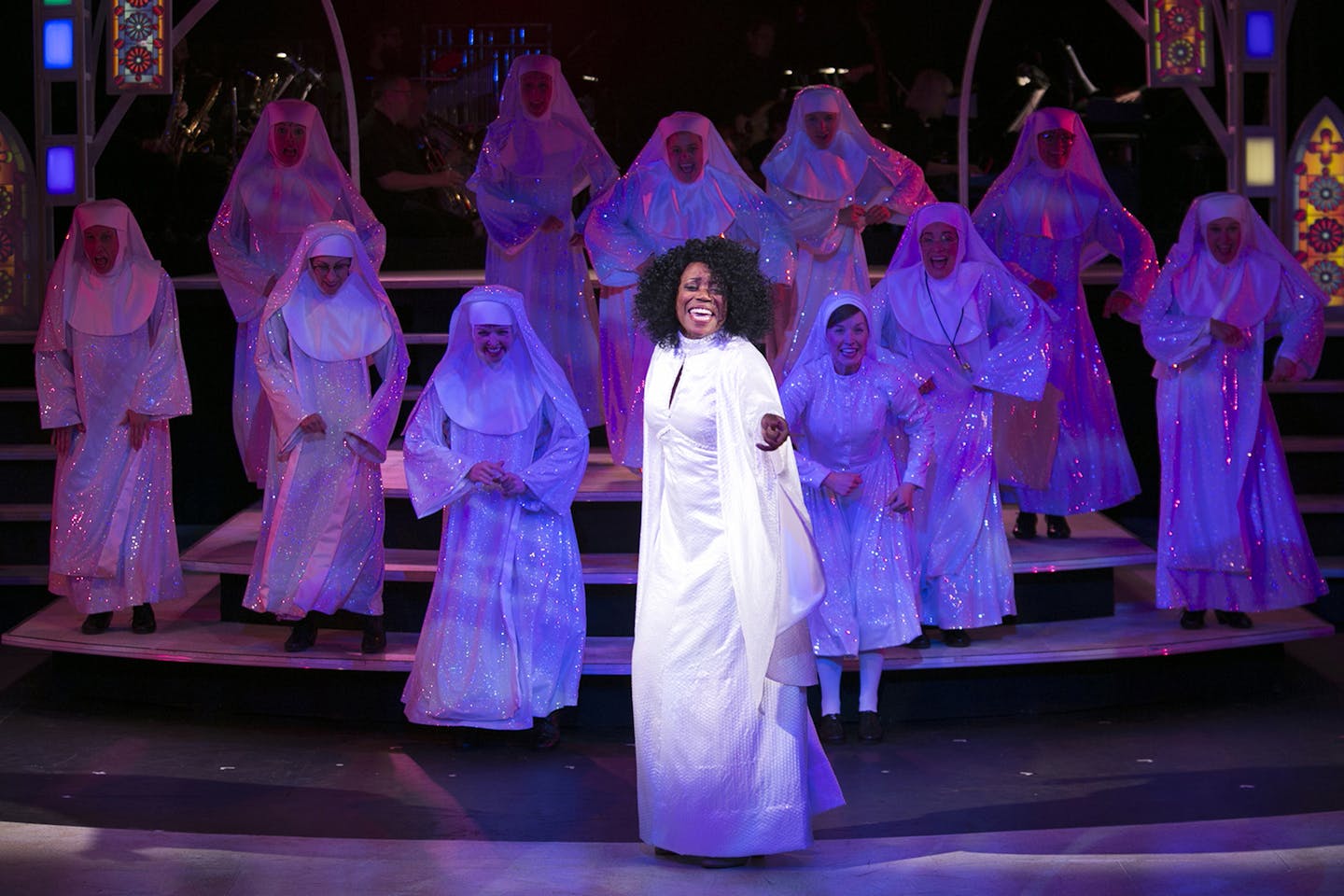 Regina Marie Williams, center, in "Sister Act" at Chanhassen Dinner Theatres.