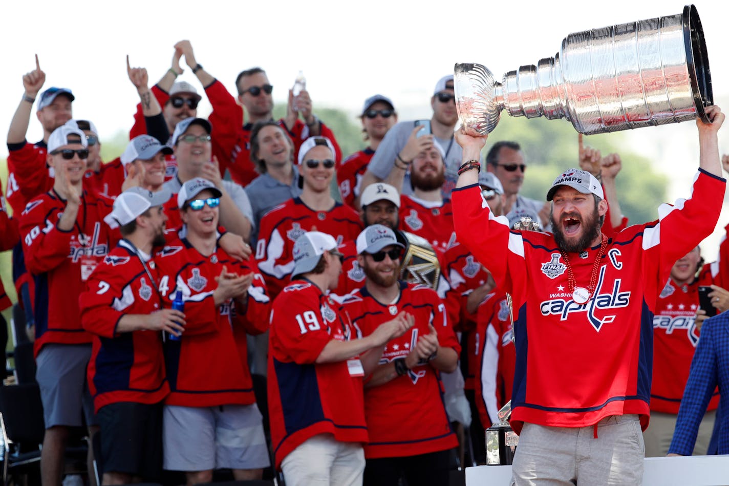 Capitals captain Alex Ovechkin held up the Stanley Cup during a victory rally on the National Mall in Washington last June.