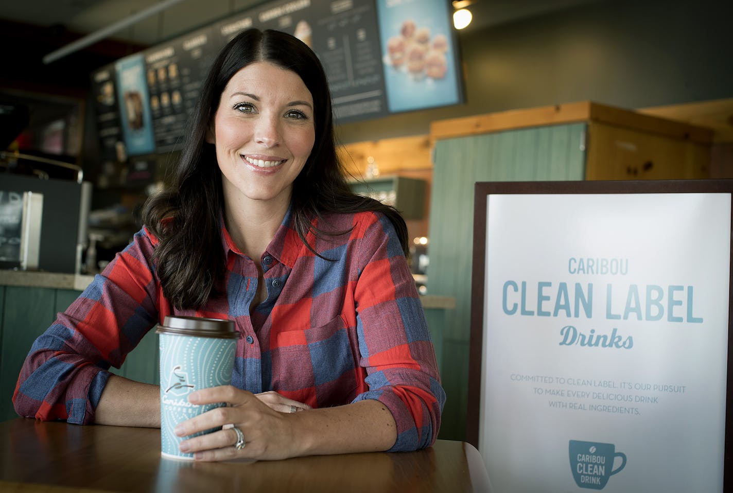 Jenifer Hagness, Sr. Director of Marketing & Product Innovation for Caribou Coffee, photographed with the new "clean label" meaning no artificial colors, flavors, sweeteners or preservatives, at Caribou Coffee at 2300 Hennepin Avenue, Thursday, March 9, 2017 in Minneapolis, MN. ] ELIZABETH FLORES &#xef; liz.flores@startribune.com