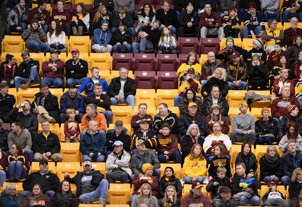 Fans sat in the stands during a Gophers men's hockey game in this 2016 file photo.