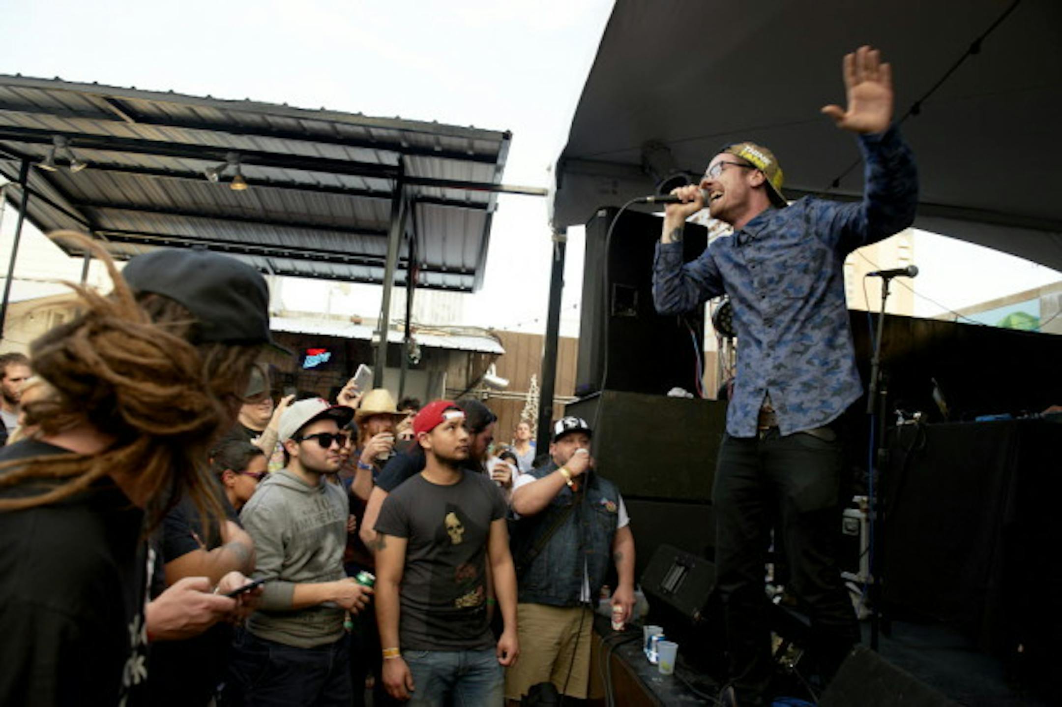 Minneapolis rapper Sean Anonymous, set to headline one night of this year's Stone Arch Bridge Festival, had good practice performing outside at the South by Southwest Music Conference in March. / Photo by Tony Nelsonperfo