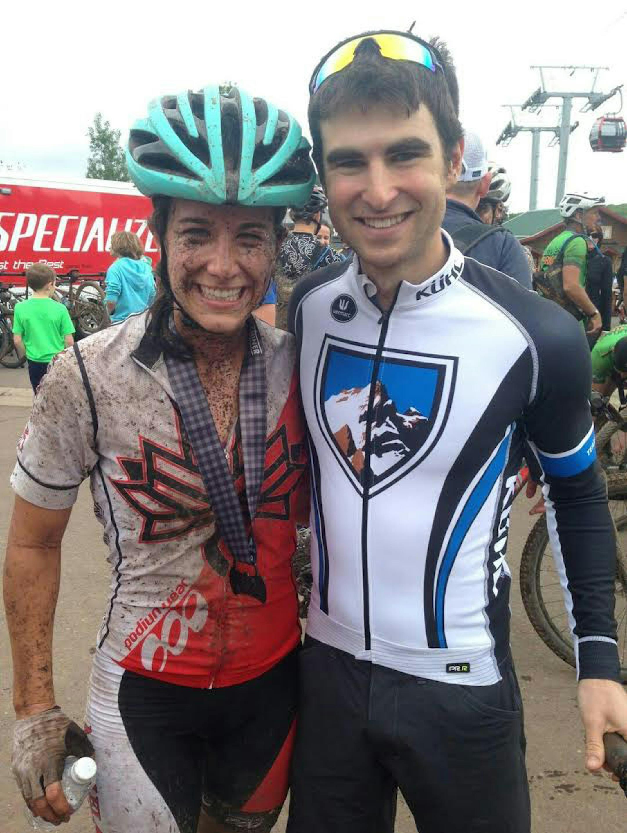 Eleanor Basco, left, and her husband, Mason. Eleanor Basco won the women's division in the 2016 Lutsen 99er mountain bike race; Mason Basco was fourth among men.