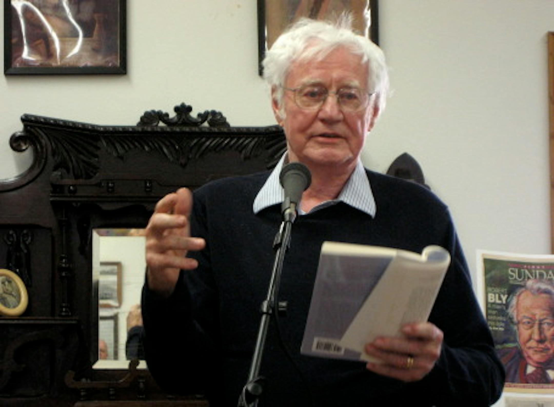 Poet Robert Bly reads in his hometown of Madison, Minn., in 2009. Photo by Laurie Hertzel