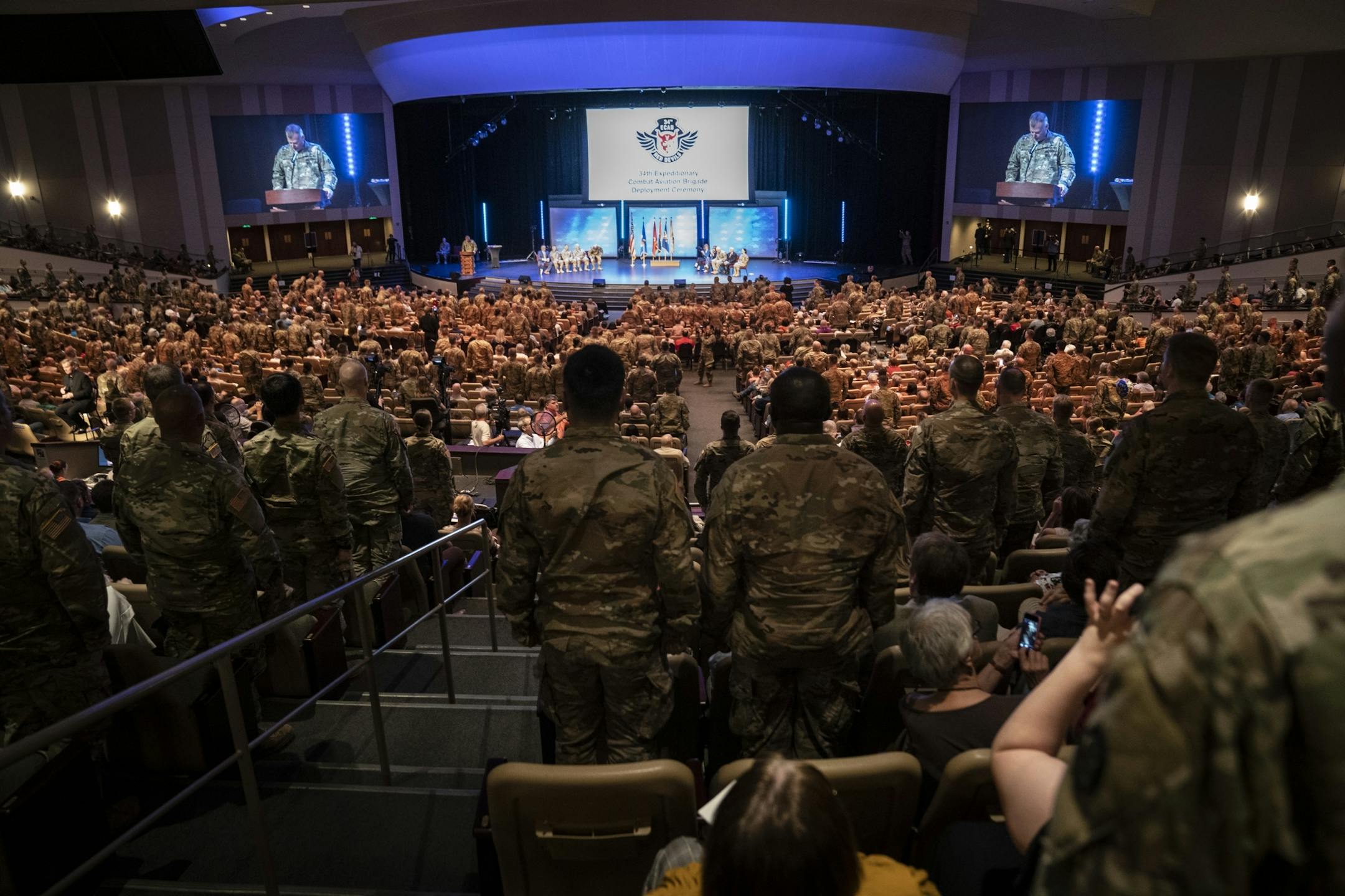 About 700 members of the Minnesota National Guard and their families gathered at Grace Church in Eden Prairie, Minn., on Friday, September 20, 2019, for a family deployment ceremony.