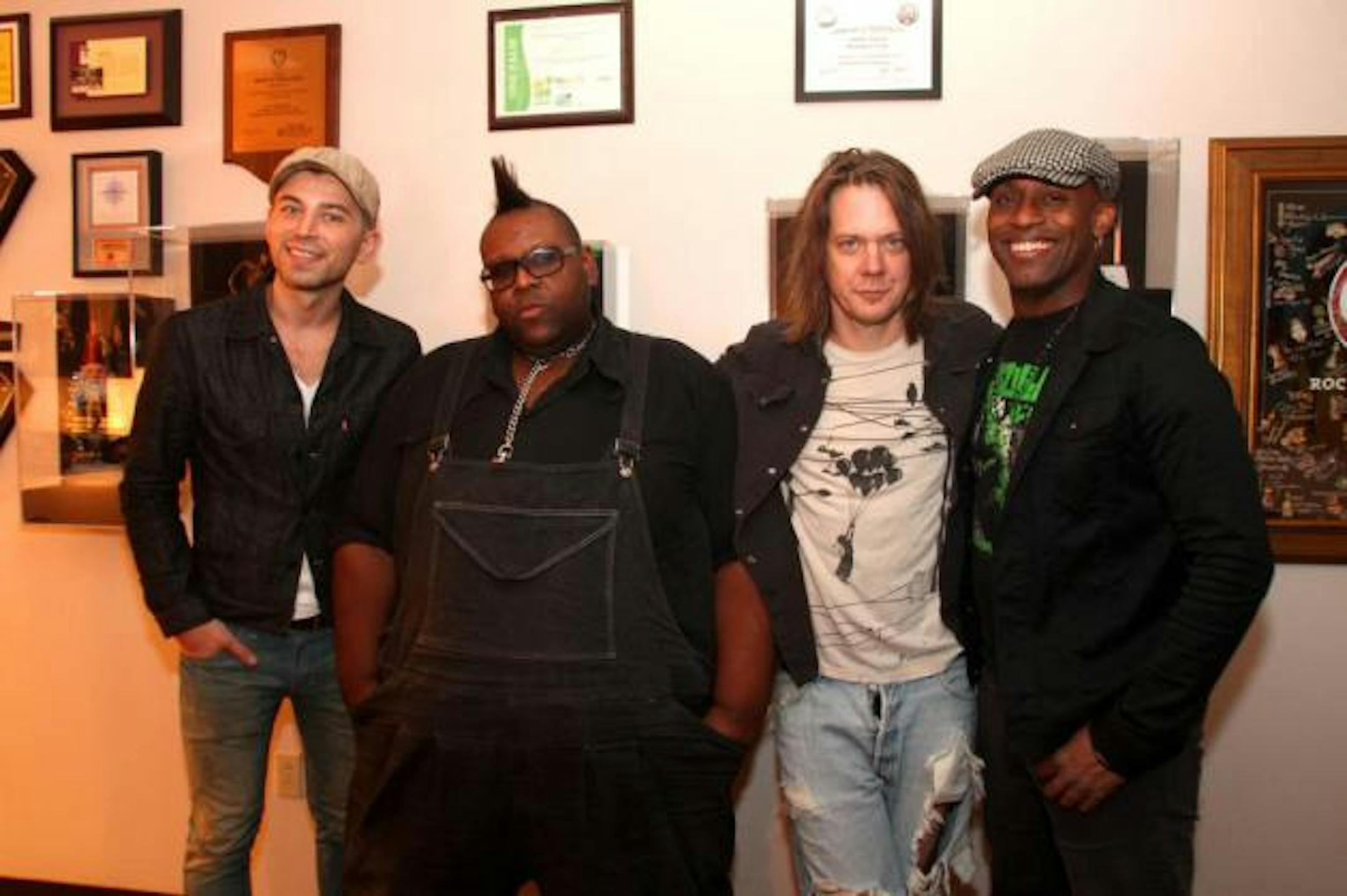 A photo of the new Soul Asylum lineup from the band's Facebook page with new guitarist Justin Sharbono, left, who happens to be a relative of the guy he's replacing.