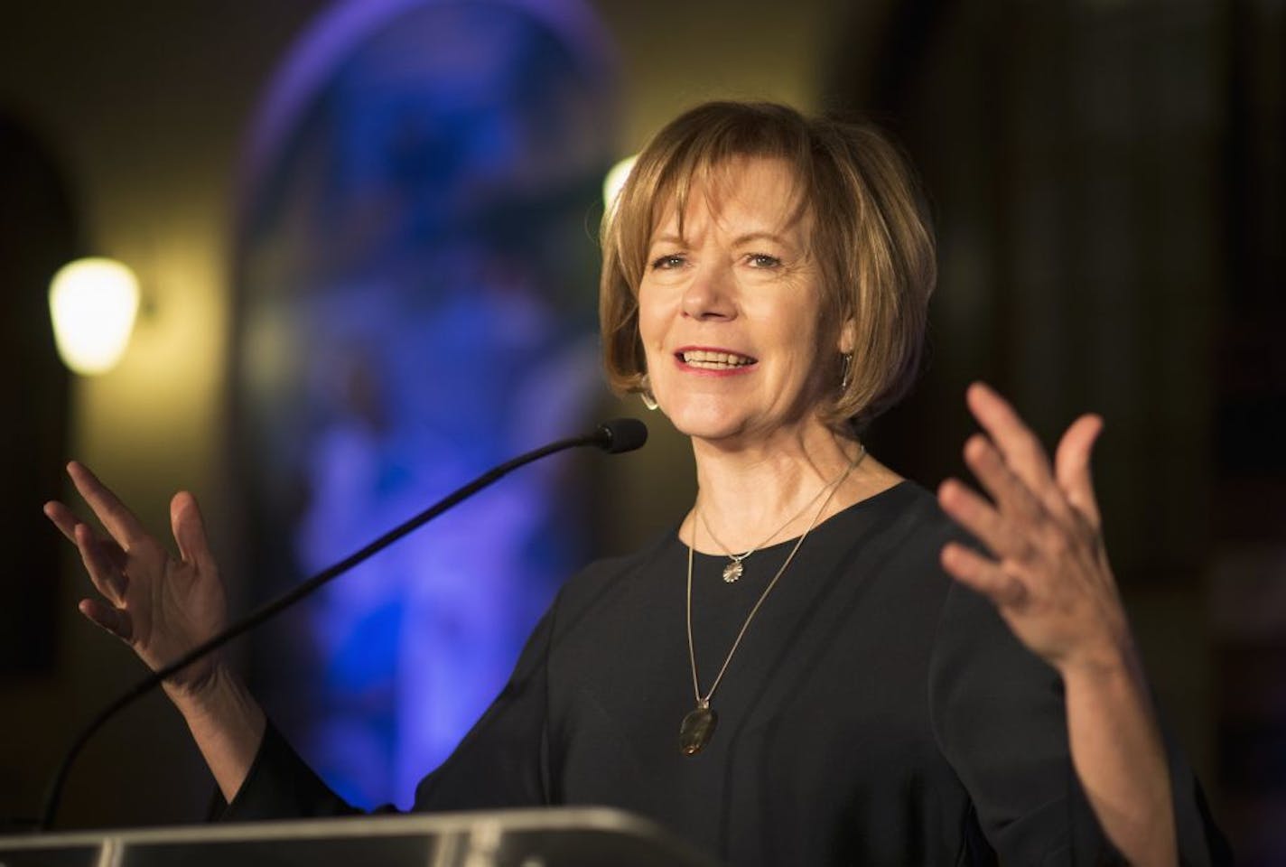 Tina Smith will be sworn in Wednesday, the day after Al Franken steps down. Pictured: Smith in 2015 at the North Star Ball in St. Paul.