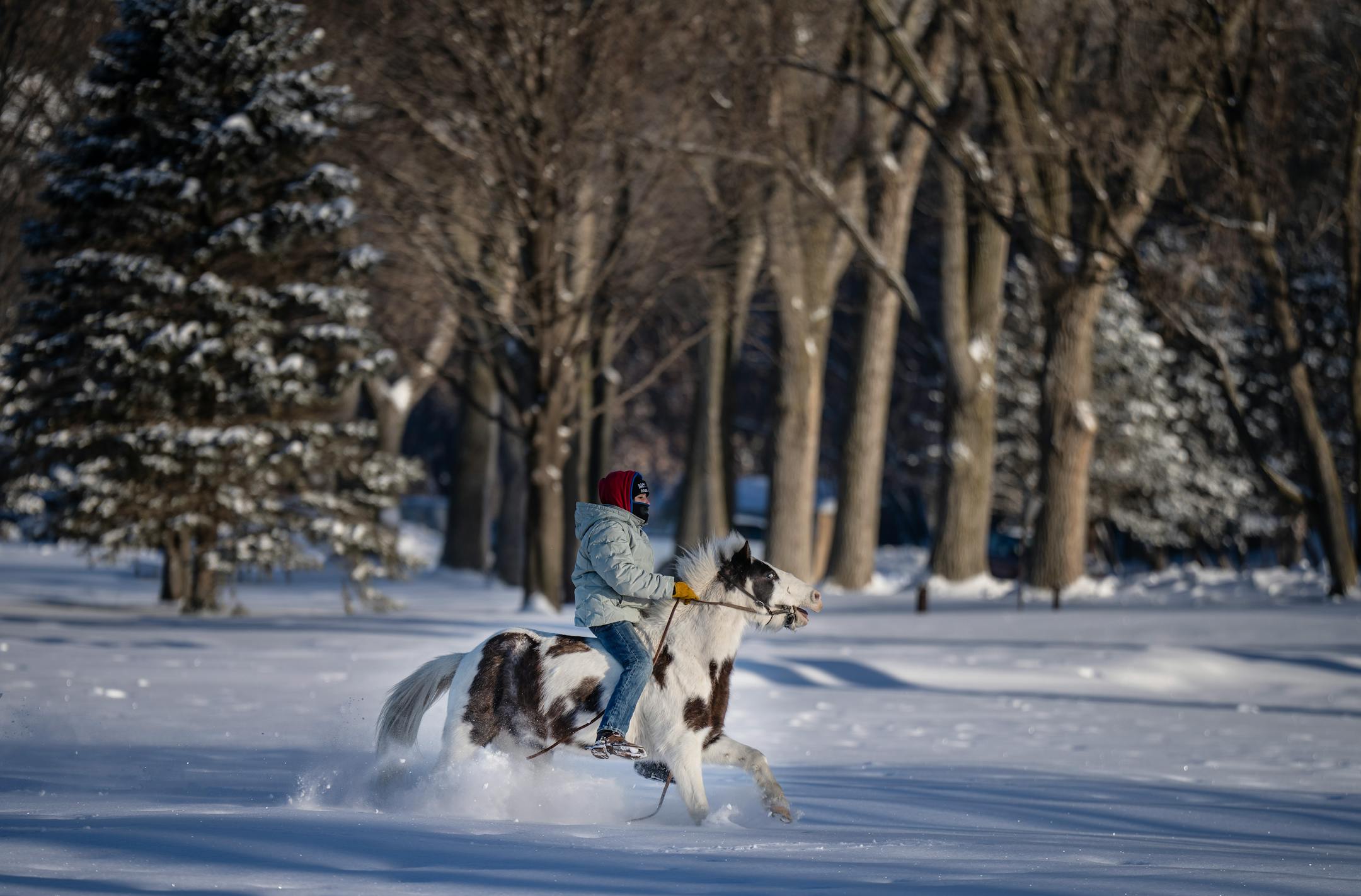 A rider on the last leg of the journey from South Dakota take off from Land of Memories to Reconciliation Park in Mankato.