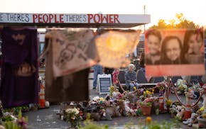 The memorial at the place where George Floyd was murdered on Chicago Ave. S. during the Rise & Remember Festival.