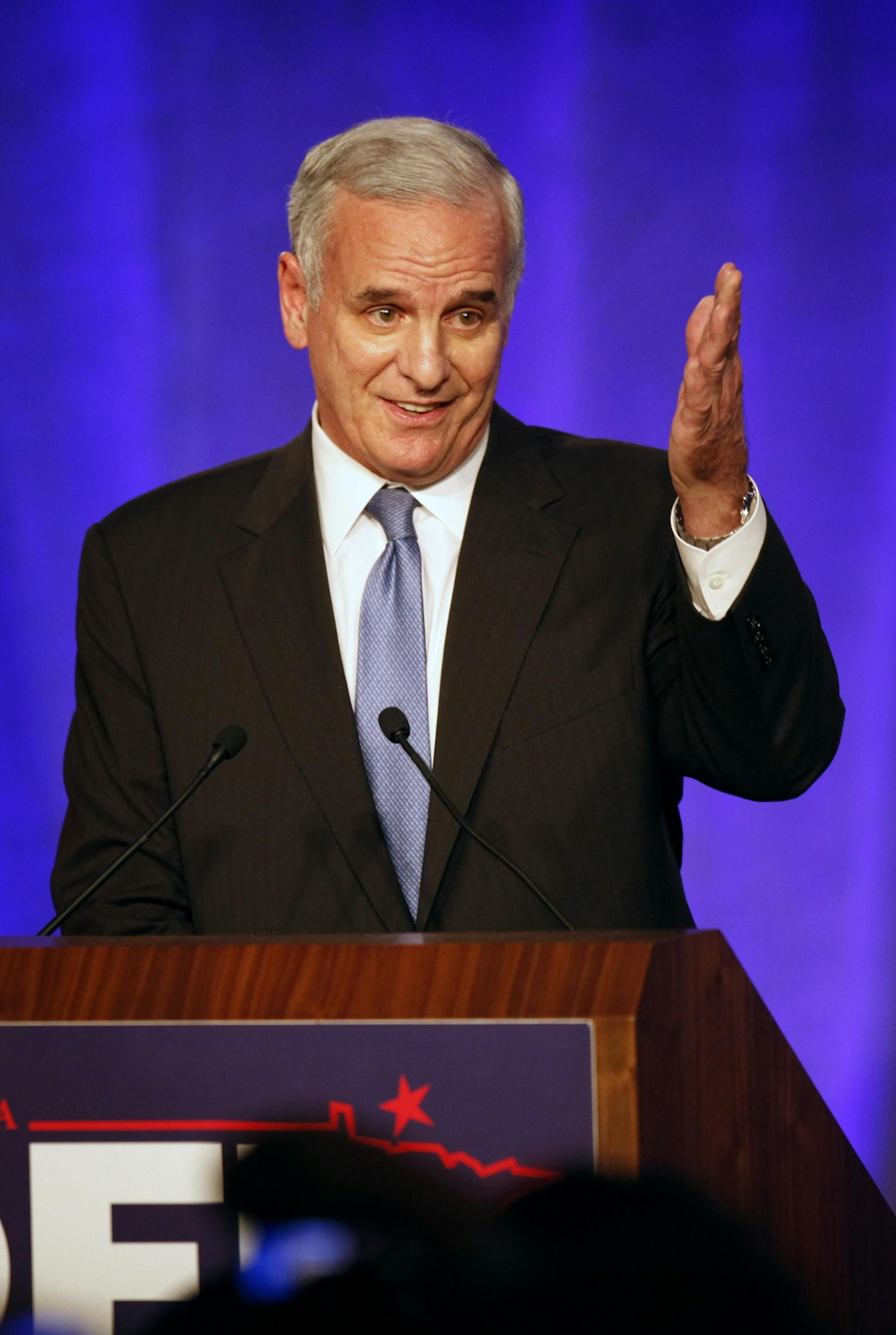 Democrats at the Hilton Hotel in downtown Minneapolis Mark Dayton came to the podium to talk to the remaining crowd at about 2 a.m..
