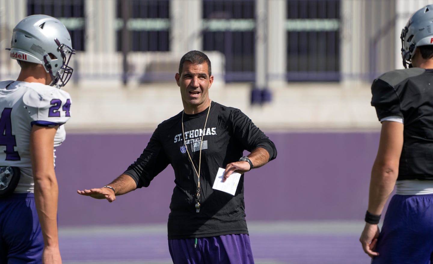 St. Thomas Coach Glenn Caruso during practice