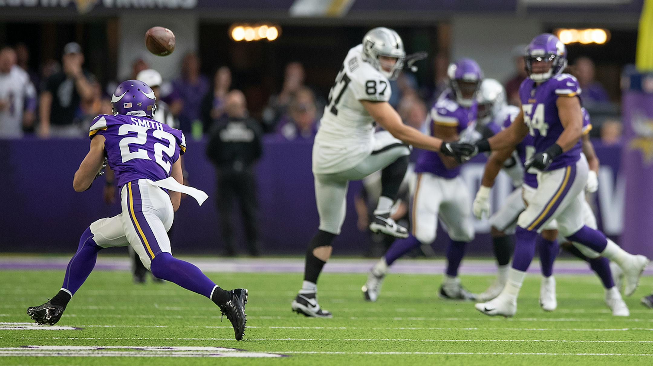Vikings free safety Harrison Smith intercepted the ball in the second quarter.