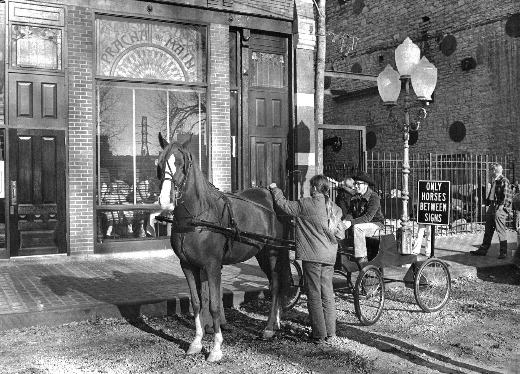 November 26, 1979 Zak In Parking Zone 'Officer, We Have This Horse' Ellie Bach is 17-year-old college coed from Golden Valley with an imp's attitude towards the gray solemnity of city hall bureaucracy. She decided a couple of days ago there was no good reason why she shouldn't be able to park a horse in front of the new Minneapolis restaurant, Pracna-on-Main, 117 SE. Main St. She arrived at this state of mind because of the instructions on some signs in front of the restaurant. The restaurant's