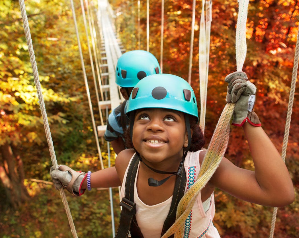 A four-story ropes course at Kerfoot Canopy Tour near Belle Plaine.