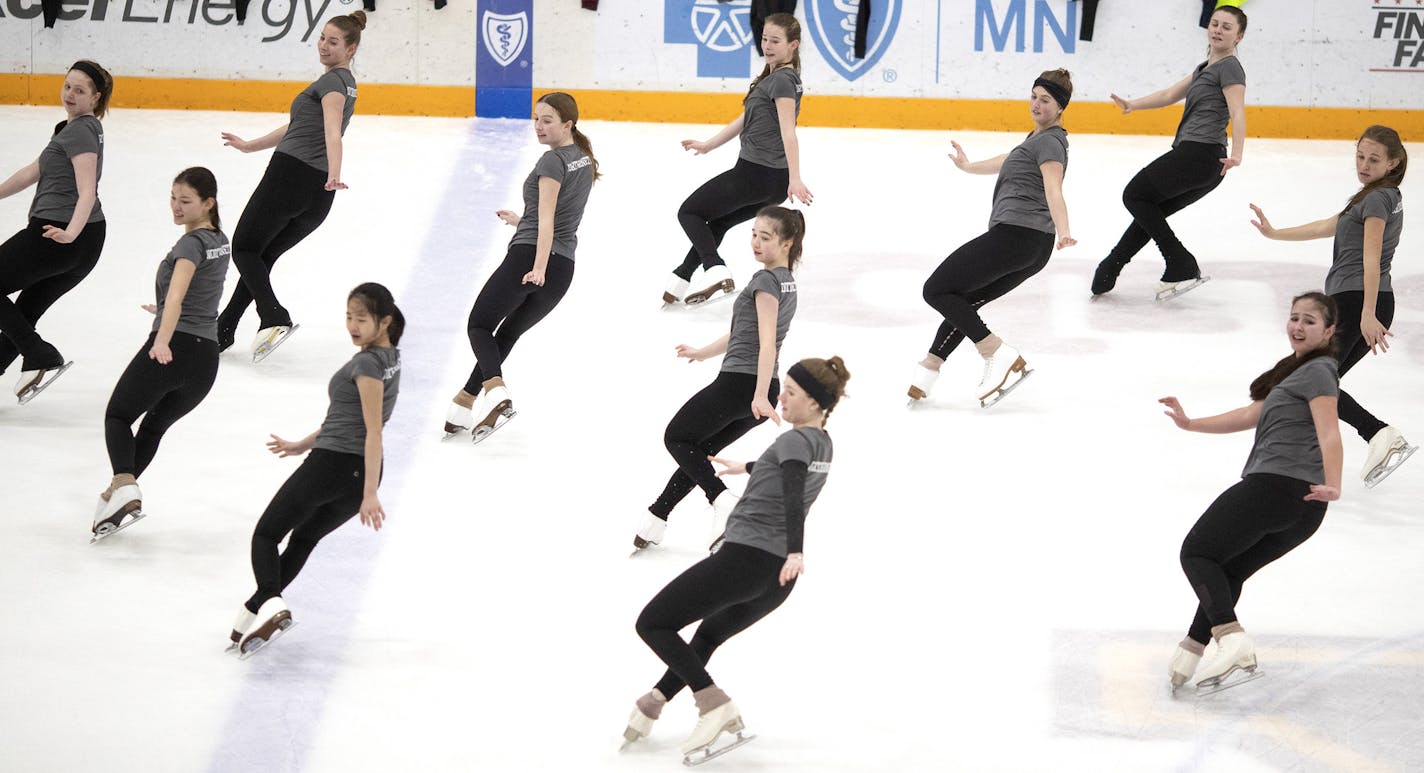 The Northernettes Synchronized team skating practiced at Ridder Ice Arena