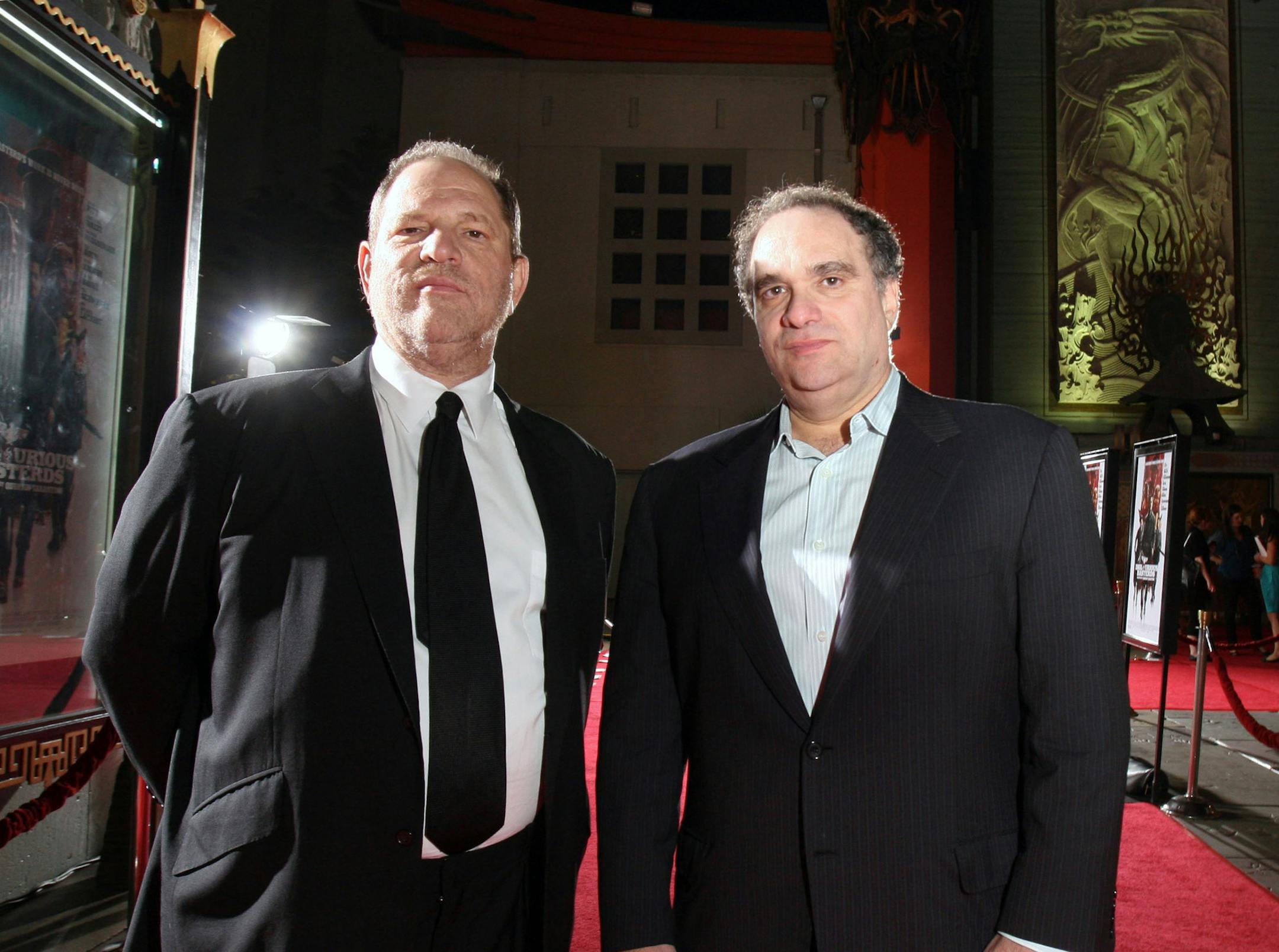 FILE &#x2014; Harvey Weinstein, left, and his brother Bob Weinstein, outside the Grauman's Chinese Theater in Los Angeles, Aug. 10, 2009. Amid several sexual harassment and rape allegations against him, Harvey Weinstein leaves behind an entertainment studio in shambles, and a younger brother who is scrambling to save the company while facing scrutiny over his own behavior. (J. Emilio Flores/The New York Times)