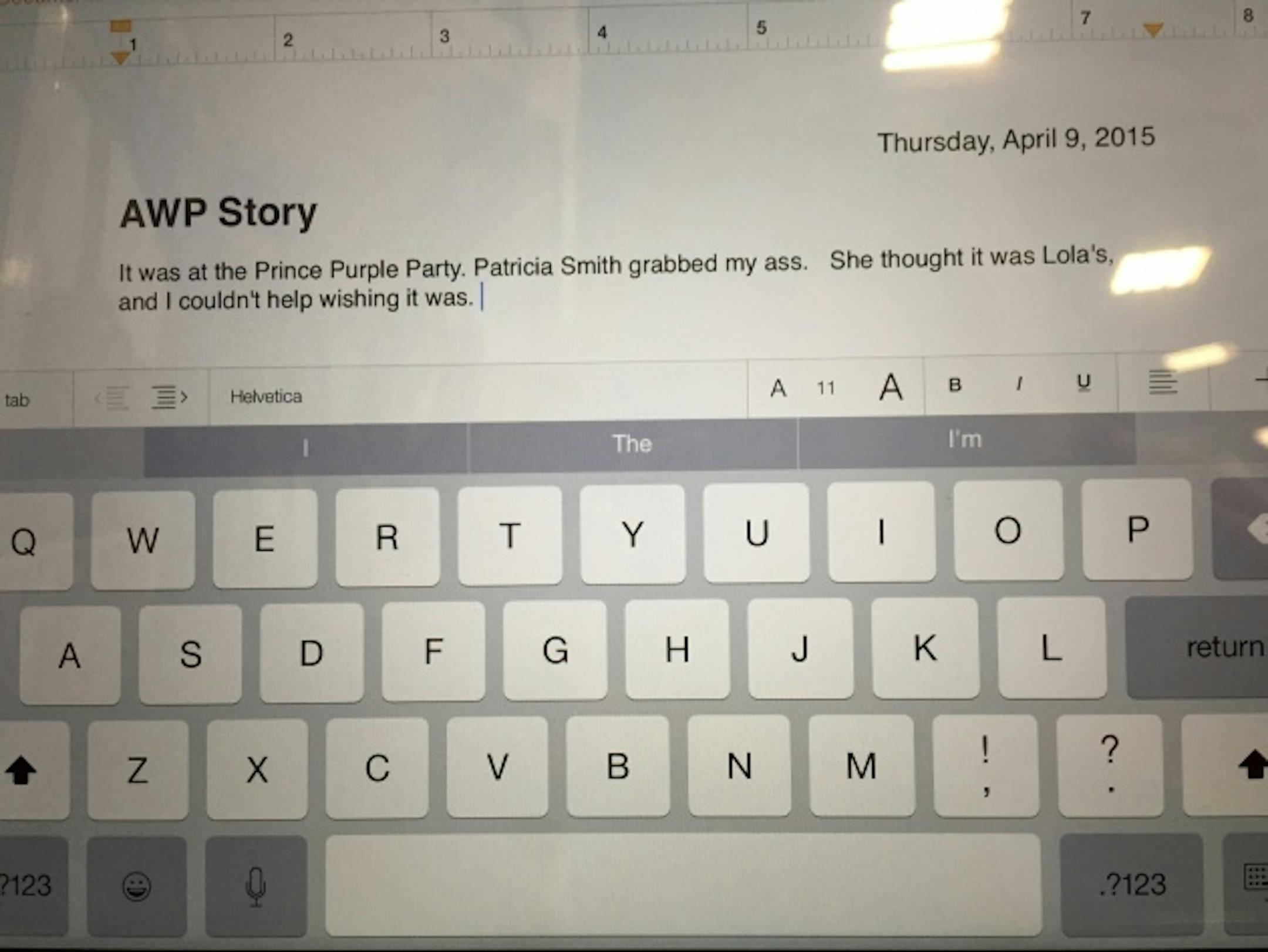 An AWP story someone started at the Storymobile but did not finish.