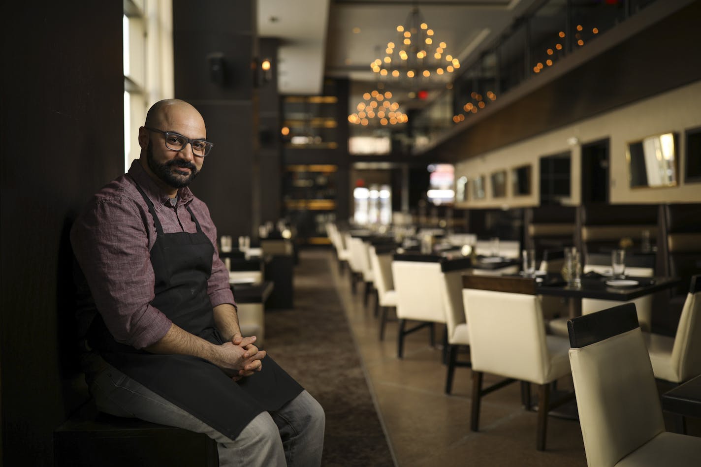 Sameh Wadi in the Steakhouse room at Seven in Minneapolis. ] JEFF WHEELER &#xef; jeff.wheeler@startribune.com Three established Minneapolis restaurants have new chefs and with them, new menus. We checked in with all three of them Wednesday afternoon, April 4, 2018 at Seven, Sanctuary, and Corner Table.