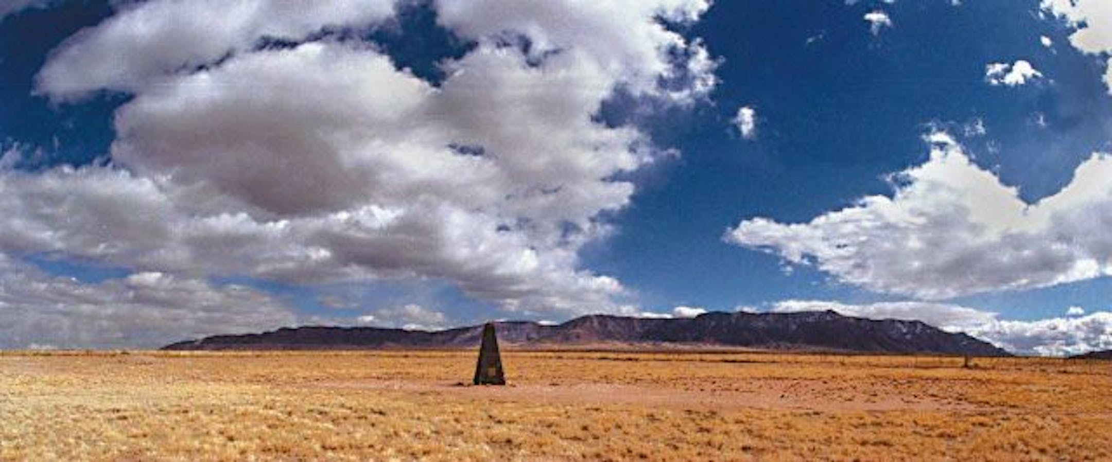 The Trinity Site monument sits with the Oscuro Mountains in the background on the White Sands, N.M. Missile Range Friday, February 27, 1998.