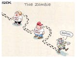 Sack cartoon: Zombie on the hunt