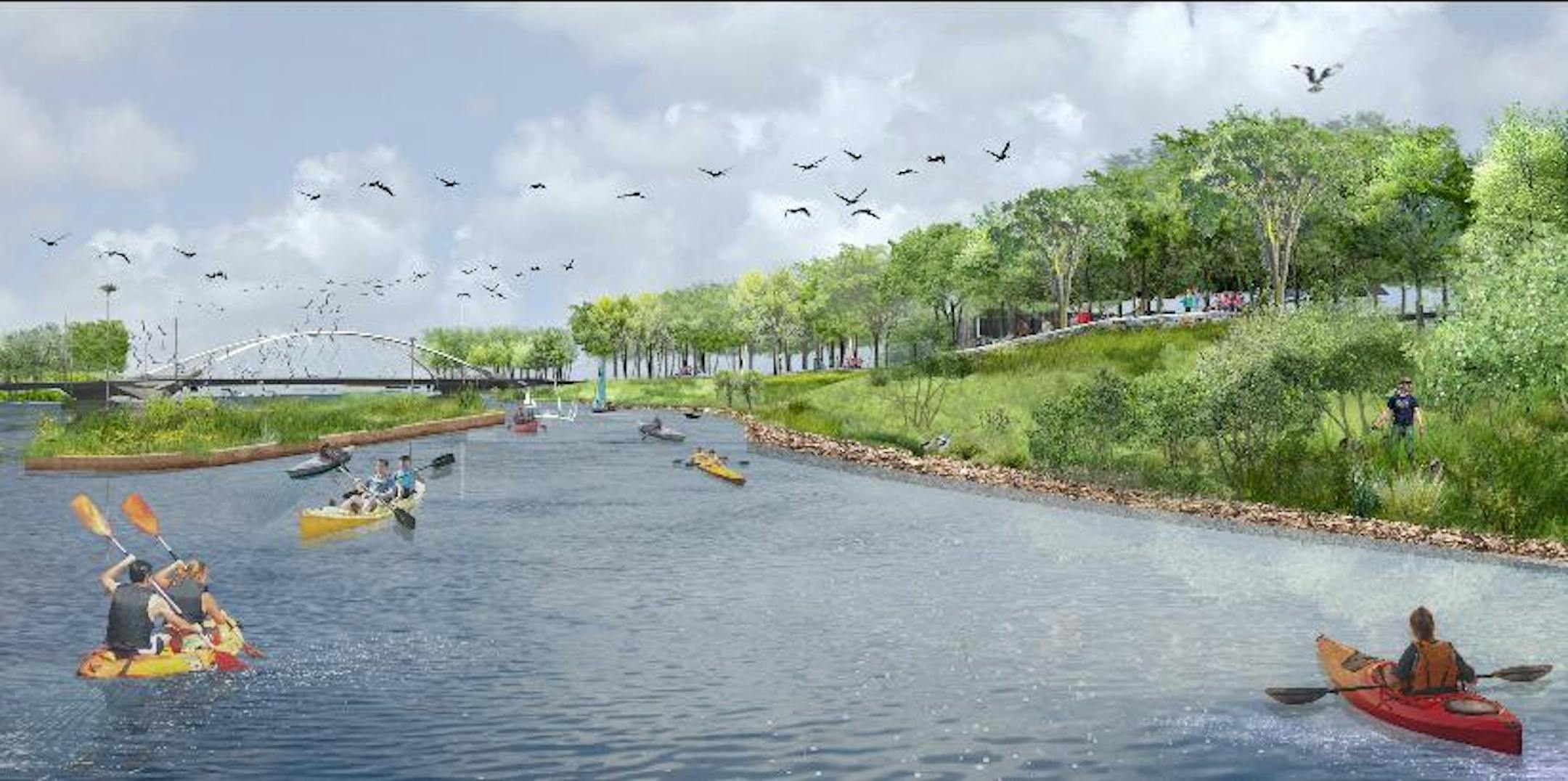 Dramatic overlooks with stairways that tumble down ravines to the water's edge.