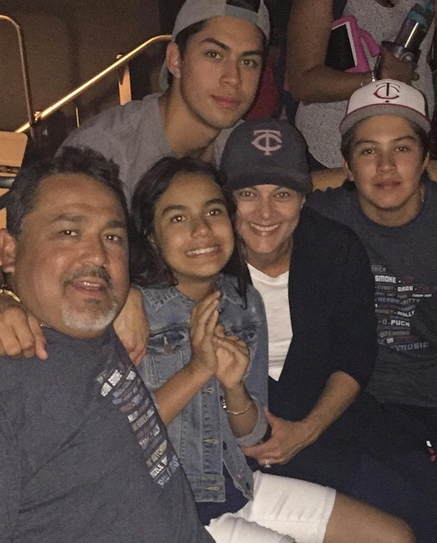 Twins bullpen coach Eddie Guardado with son Niko, 21 (top); daughter Ava, 13; wife Lisa; and son Jakob, 16 (far right)
photo courtesy Eddie Guardado