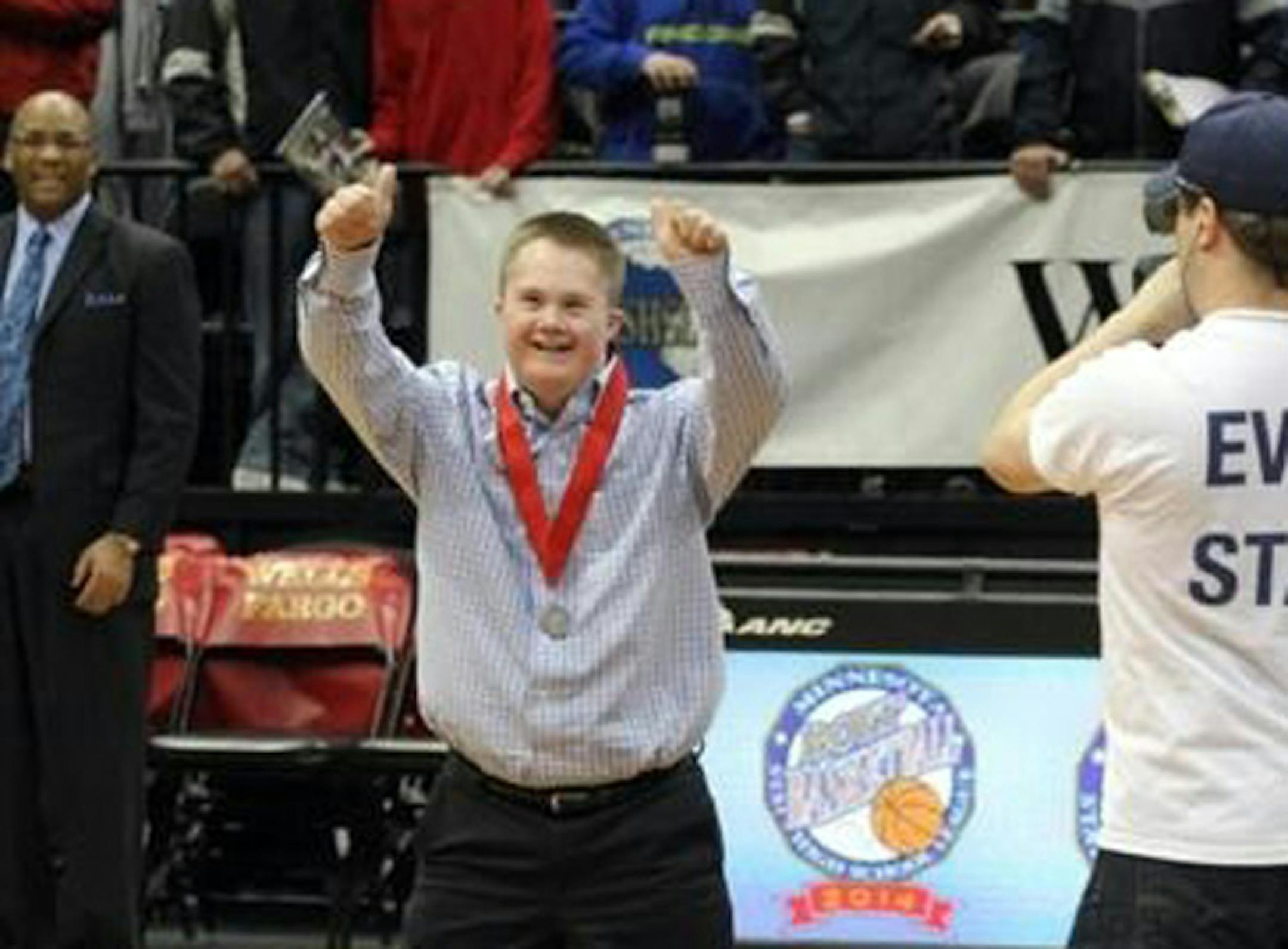 Grant Petersen, student manager of the Hopkins High basketball team