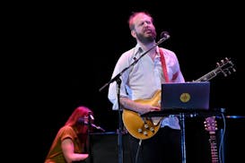 Jenn Wasner and Justin Vernon of Bon Iver perform on stage during the 2019 New Yorker Festival on October 13, 2019 in New York City. (Ben Gabbe/Getty 