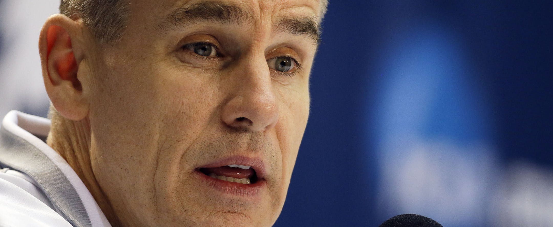 Florida head coach Billy Donovan speaks during a news conference Friday, March 28, 2014 in Memphis, Tenn. Florida will play Dayton Saturday in an NCAA college basketball tournament regional championship game. (AP Photo/Mark Humphrey) ORG XMIT: TNJB104