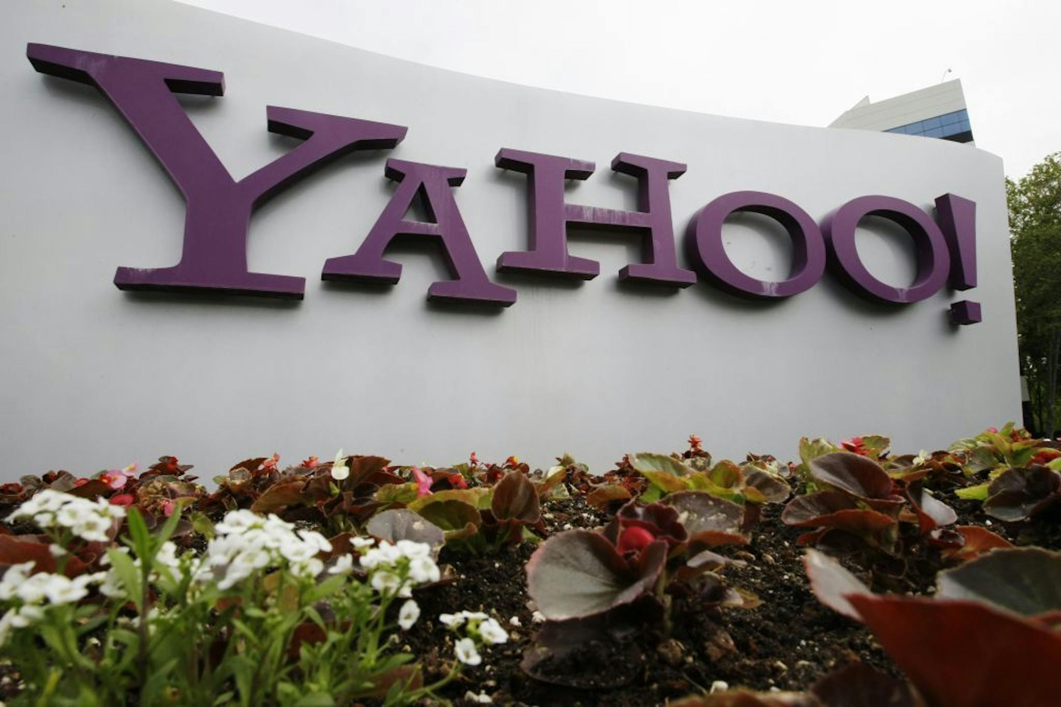The Yahoo logo is displayed outside of the offices in Santa Clara, Calif.