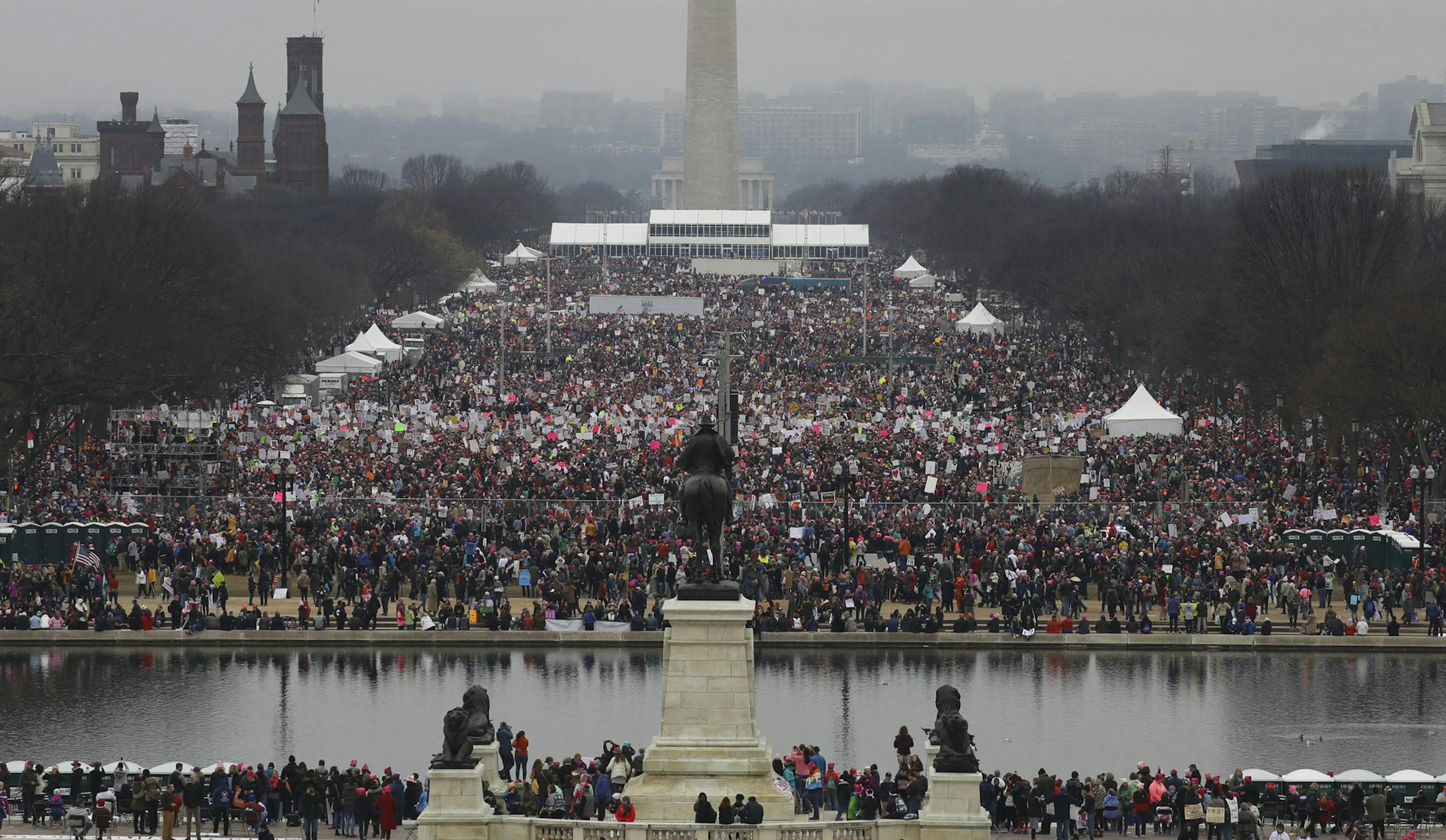 Demonstrators at the National Mall during the WomenÌs March on Washington , Jan. 21, 2017. (Chang W. Lee/The New York Times) ORG XMIT: MIN2017012113545232