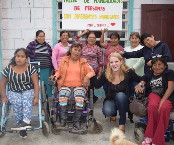 Joy Powell (front, second from right), founder of Fair Anita, works with these and other artisans in Peru who sell their jewelry and accessories throu