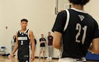 Gophers recruit Isaac Asuma, left, played for D1 Minnesota 2024 17U team last week in the Prep Hoops Battle at the Lakes tournament at Wayzata.