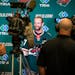 Newly signed free-agent defenseman Alex Goligoski spoke during a press conference at the Wild offices in St. Paul on Wednesday.