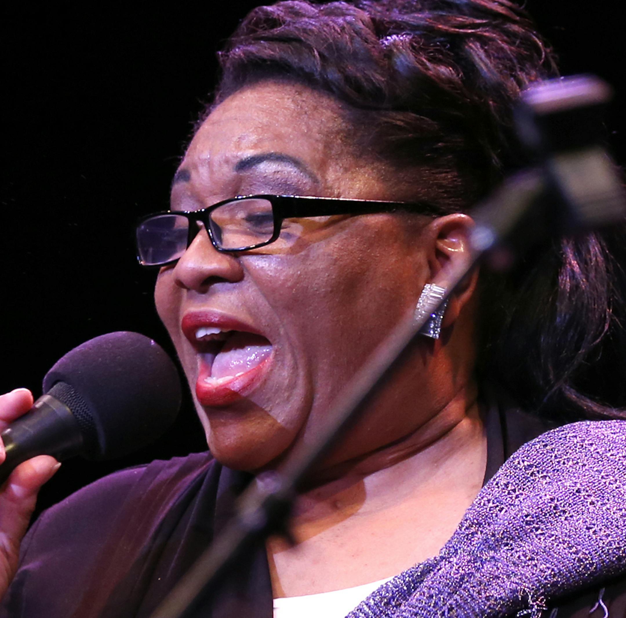 Sisters Jearlyn, left, and Jevetta Steele sing during the live broadcast. ] (Leila Navidi/Star Tribune) leila.navidi@startribune.com BACKGROUND INFORMATION: The live broadcast for "A Prairie Home Companion" at the State Theatre in Minneapolis on Saturday, May 21, 2016. This is Garrison Keillor's last season on "A Prairie Home Companion."