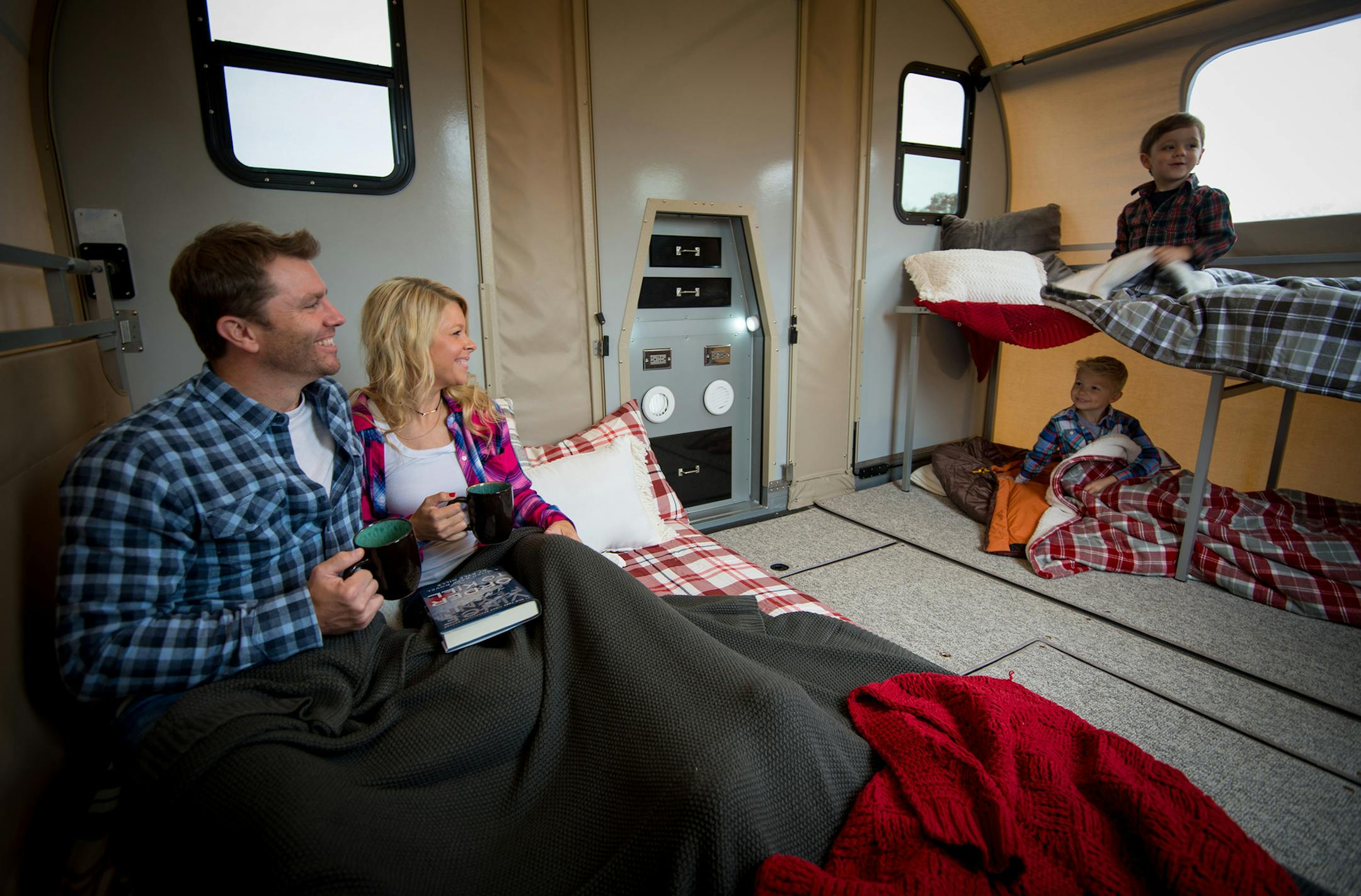 Roomier than most tents, the Camp 365 is a compromise between a pop-up camper and a travel trailer.