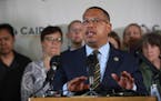Representative Keith Ellison spoke at the press conference expresses his strong disapproval of the decision and the policy in general. ] ALEX KORMANN 