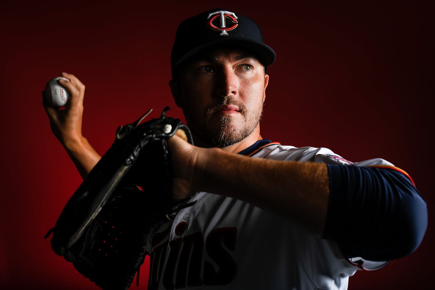 Twins pitcher Phil Hughes was photographed during team picture day Thursday morning.