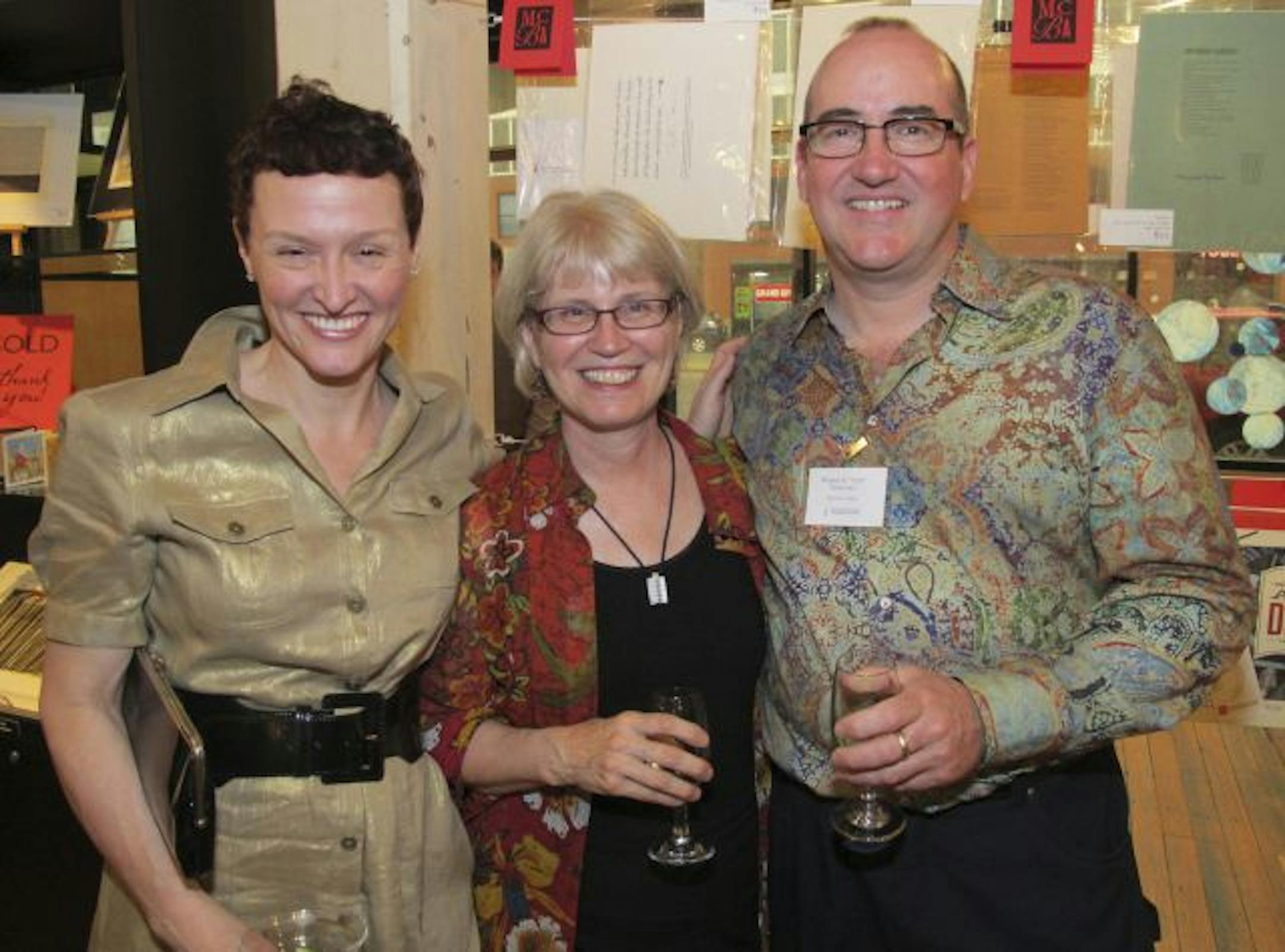 Trish Schilling; Peggy Korsmo-Kennon of the American Swedish Institute, and Chip Schilling, artist.