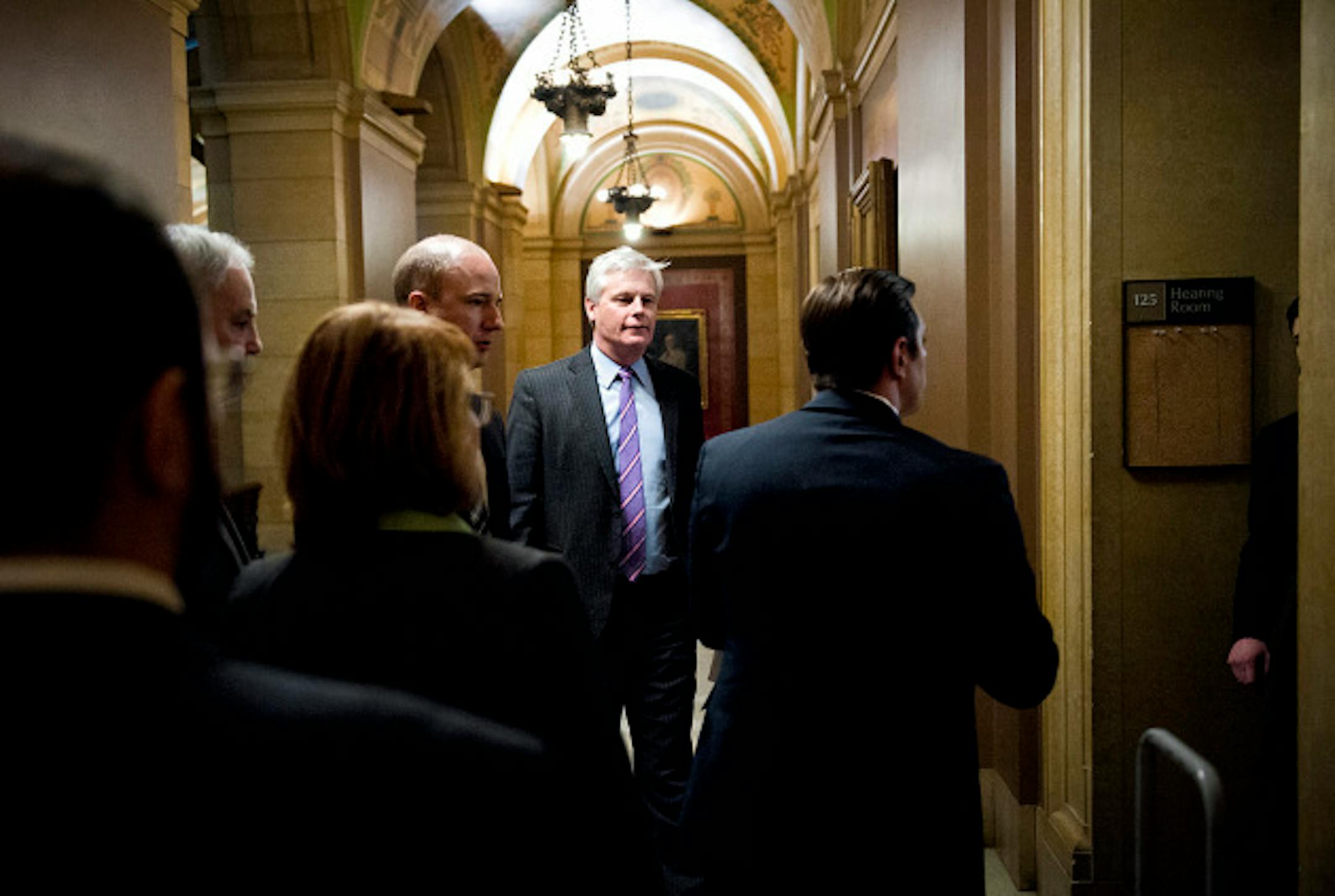 House Speaker Paul Thissen and other House GOP leders prepared to enter their news conference.  House Democrats want those making more than $500,000 to come up with about $854 million over the next two years, paying back K-12 public schools.   Tuesday, March 19, 2013.   ]   GLEN STUBBE * gstubbe@startribune.com