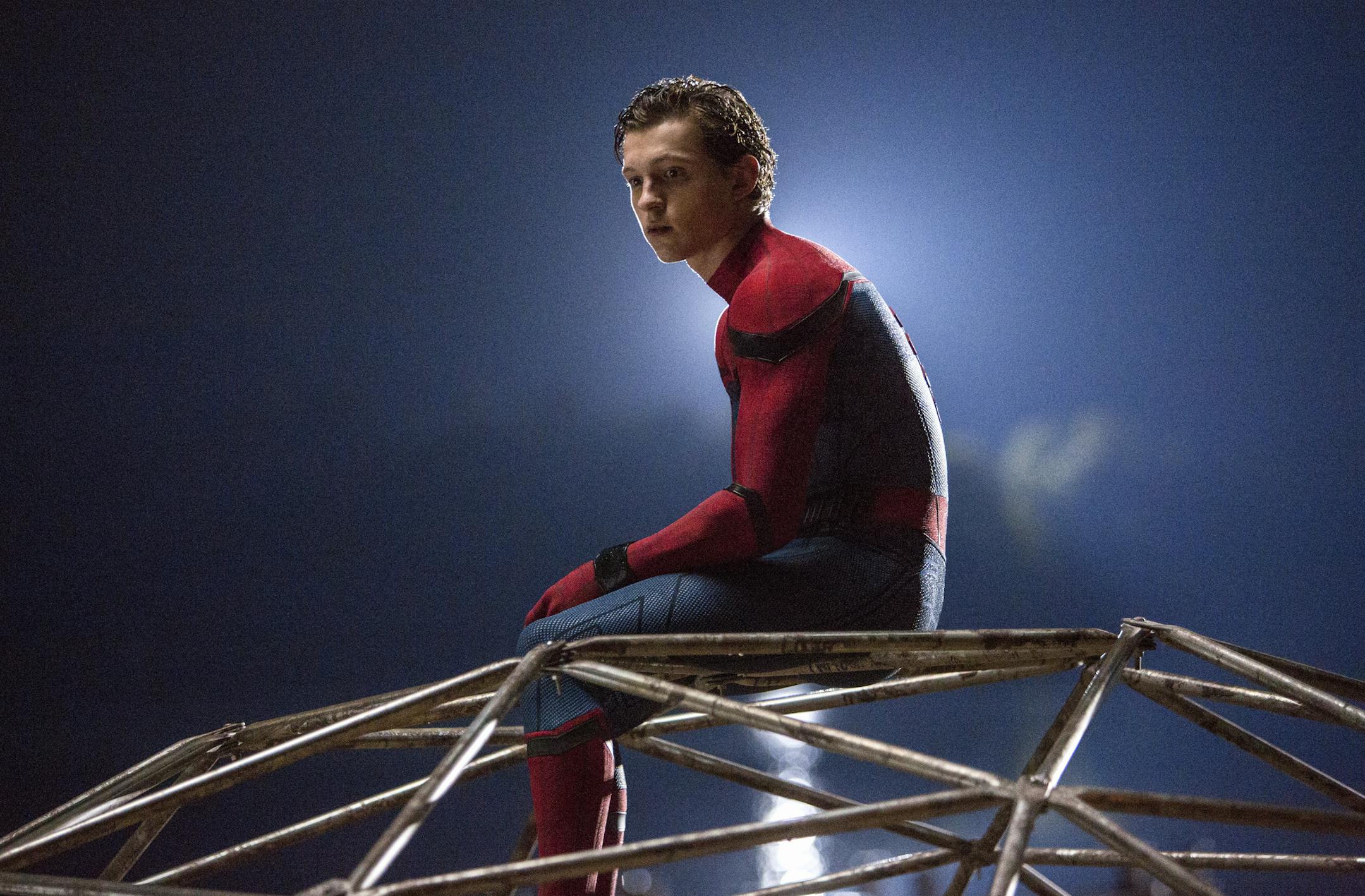 This image released by Columbia Pictures shows Tom Holland in a scene from "Spider-Man: Homecoming." (Chuck Zlotnick/Columbia Pictures-Sony via AP)