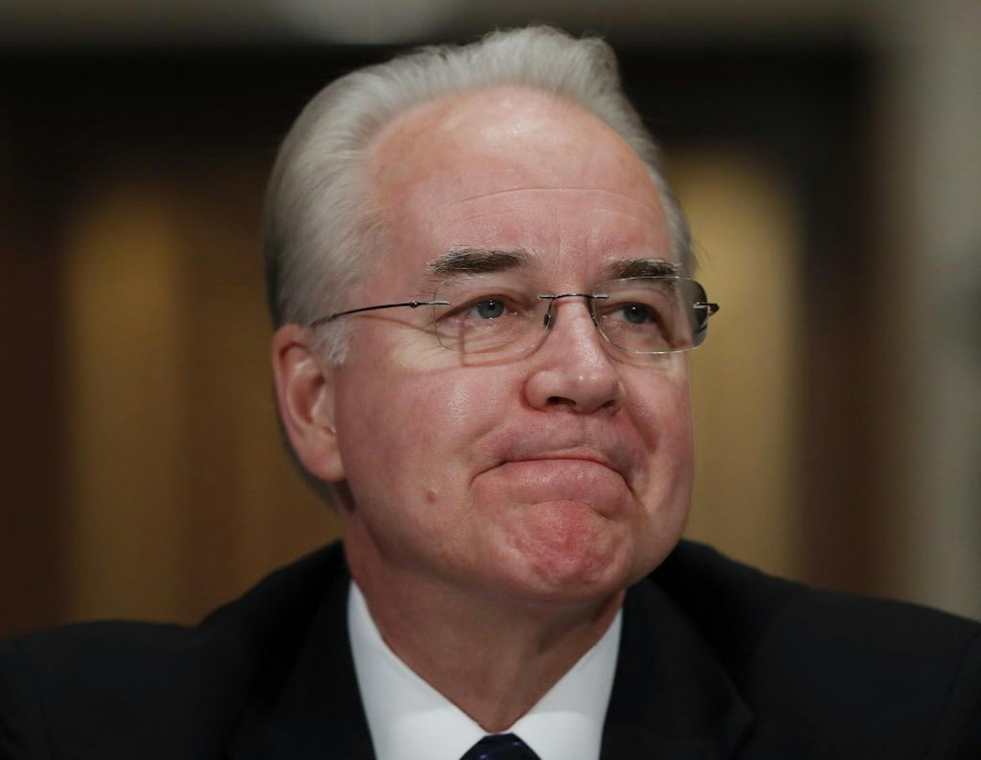 Health and Human Services Secretary-designate, Rep. Tom Price, R-Ga., pauses while testifying on Capitol Hill in Washington, Wednesday, Jan. 18, 2017, at his confirmation hearing before the Senate Health, Education, Labor and Pensions Committee.