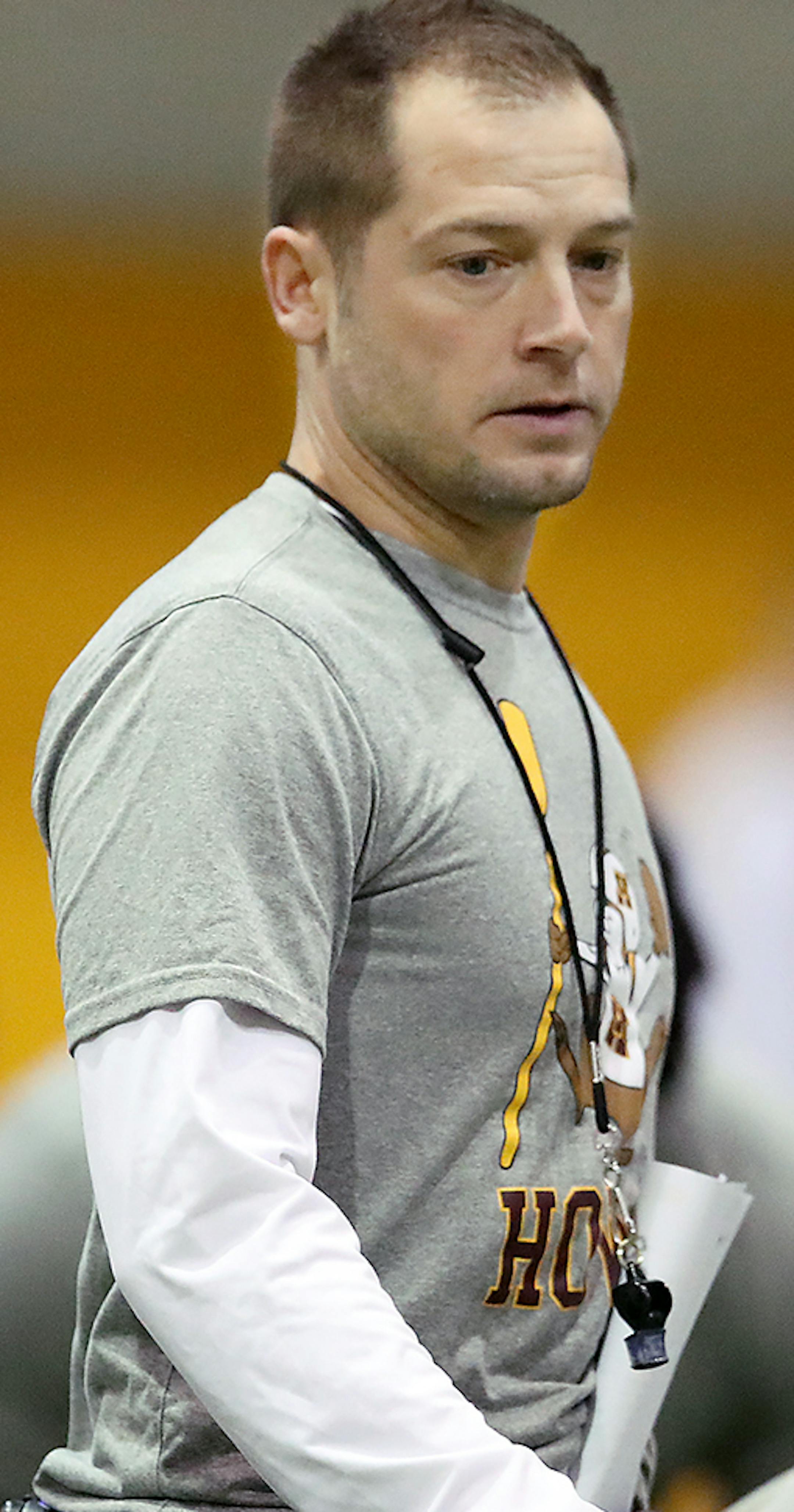 University of Minnesota Head football coach P.J. Fleck during an early practice, Friday, February 3, 2017 in Minneapolis, MN. ] ELIZABETH FLORES ï liz.flores@startribune.com